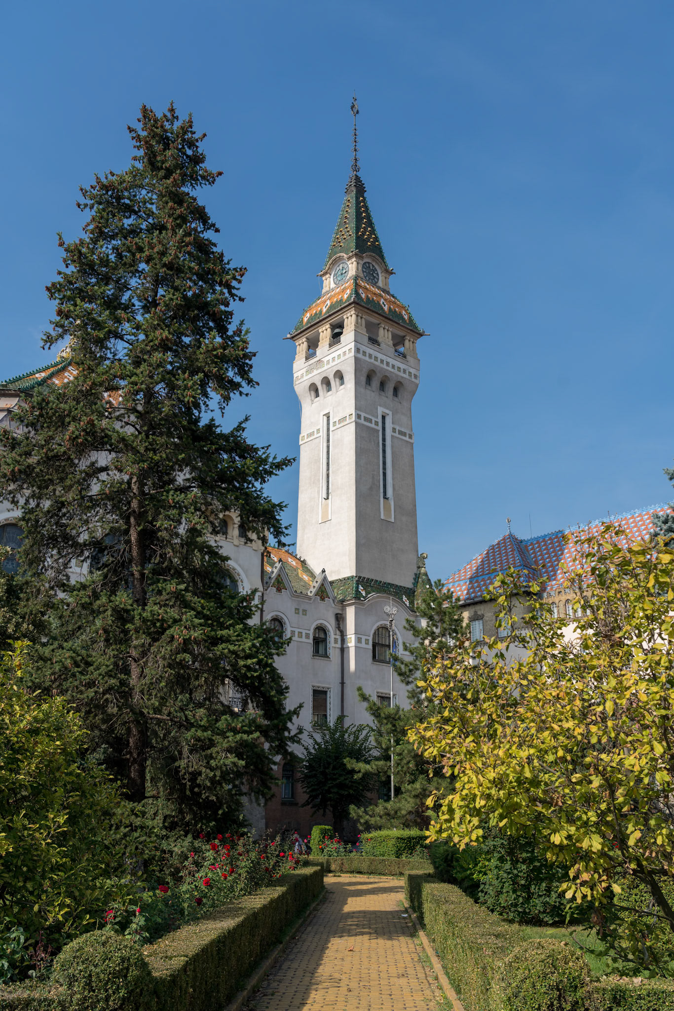 TARGU MURES, TRANSYLVANIA/ROMANIA - SEPTEMBER 17 : The Prefecture Tower in Targu Mures Transylvania Romania on September 17, 2018
