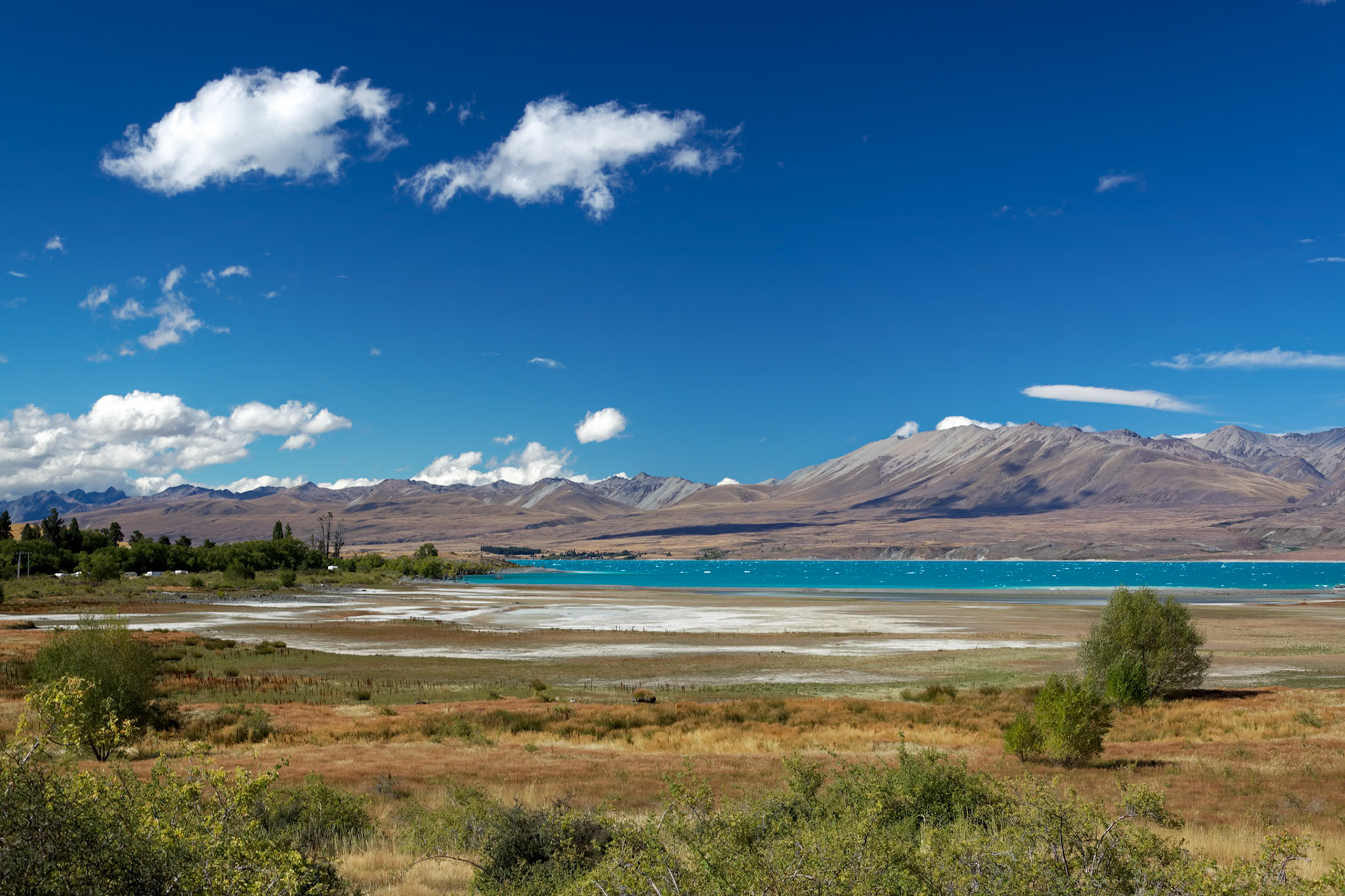 Distant View of Lake Tekapo on a Summer's Day