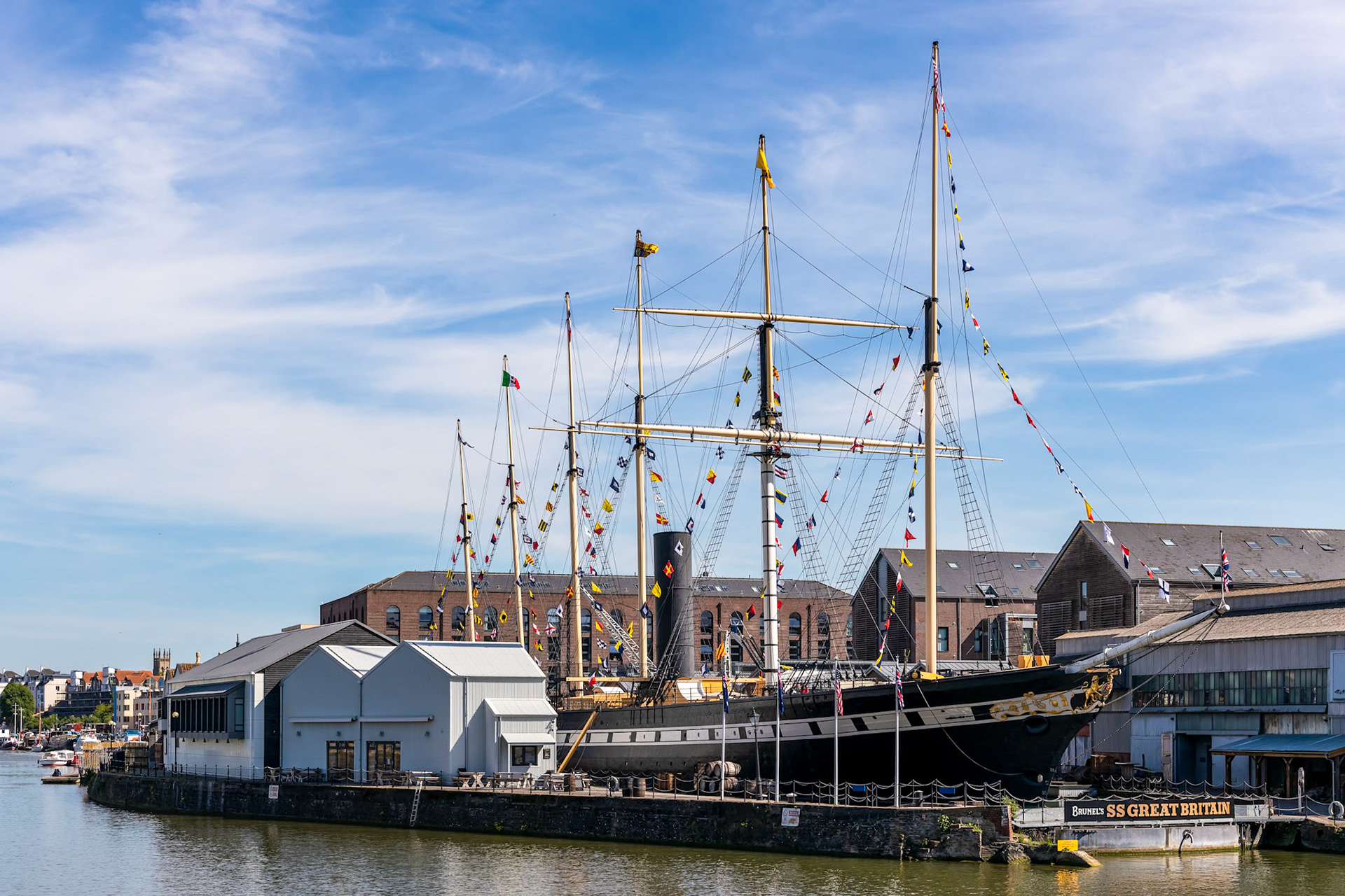 BRISTOL, UK - MAY 13 : View of the SS Great Britain in dry dock in Bristol on May 13, 2019