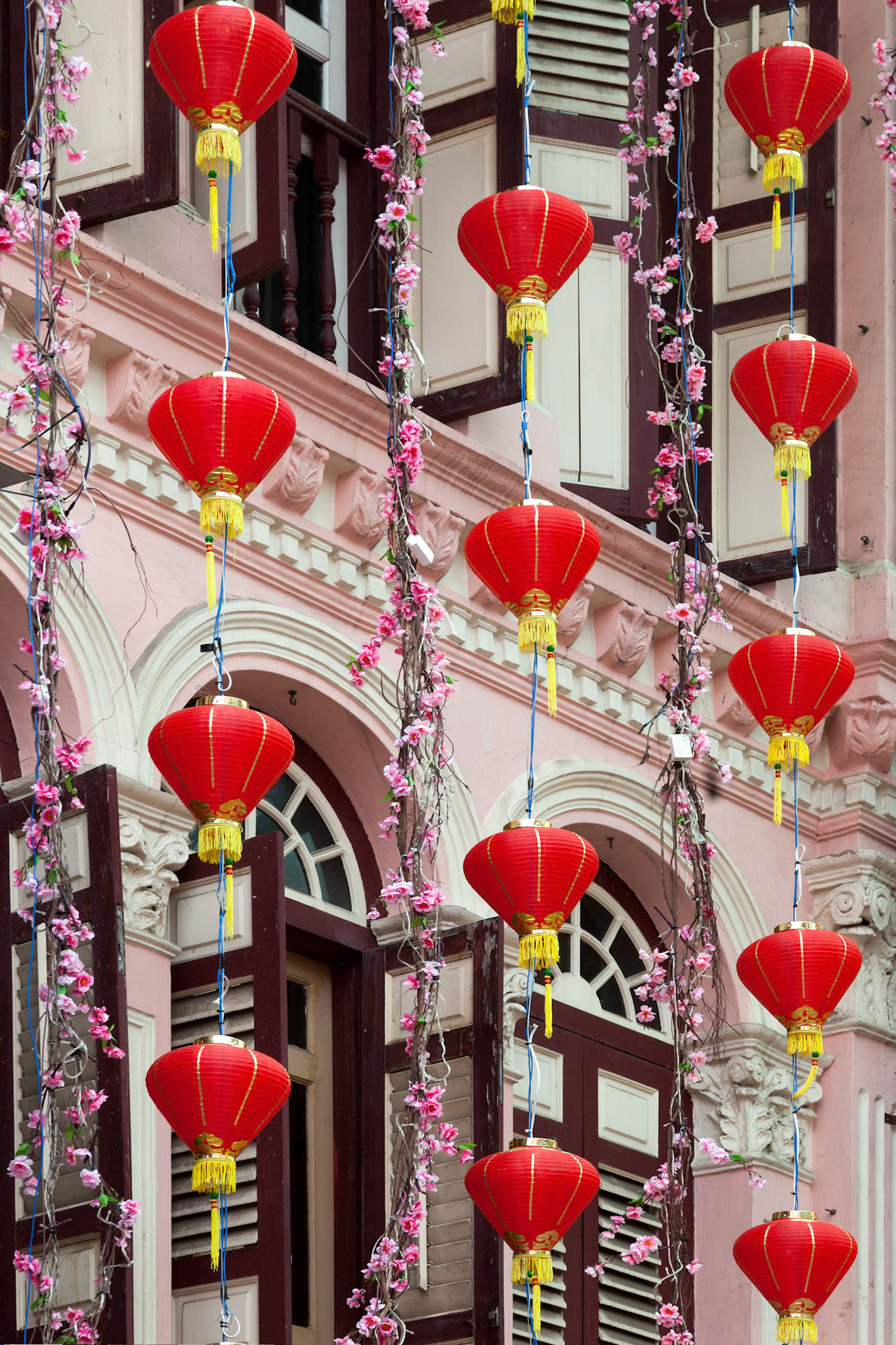 Chinese Lanterns outside a Building in Singapore