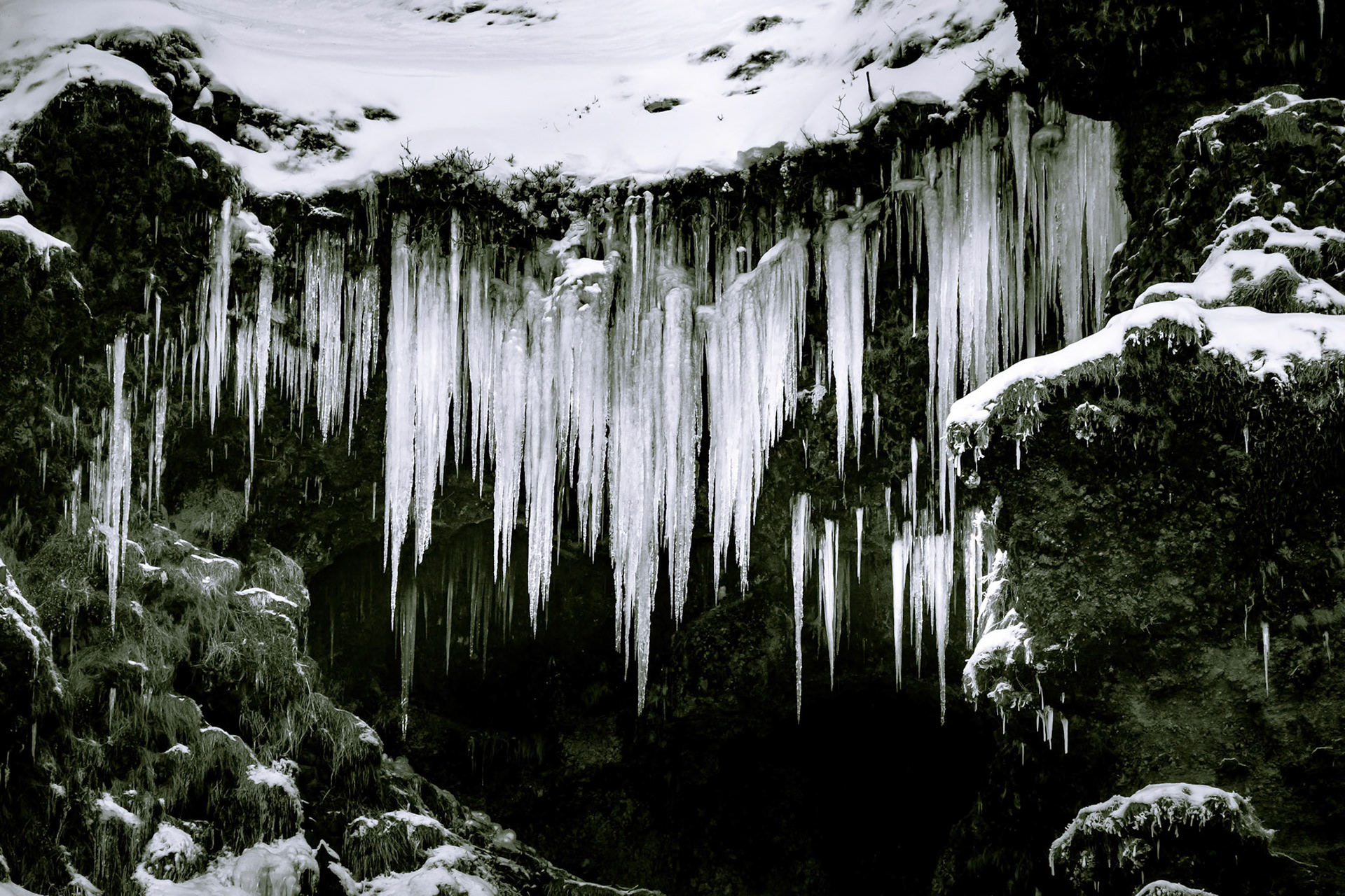 View of Skogafoss Waterfall in Winter
