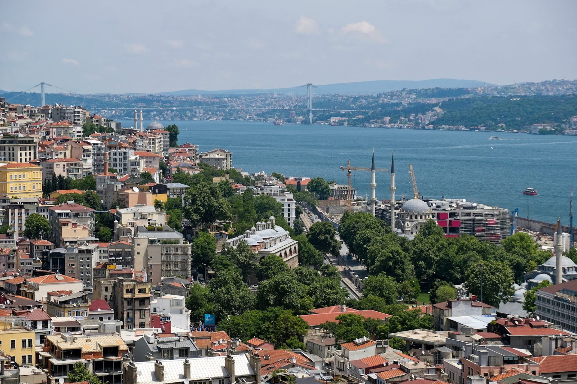 ISTANBUL, TURKEY - MAY 24 : View of buildings along the Bosphorus in Istanbul Turkey on May 24, 2018