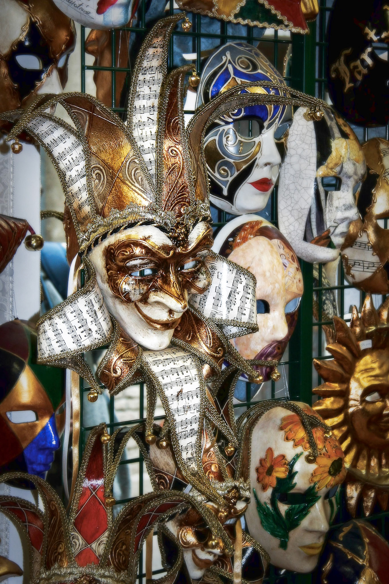 Venetian Masks on Display in a Shop in Venice