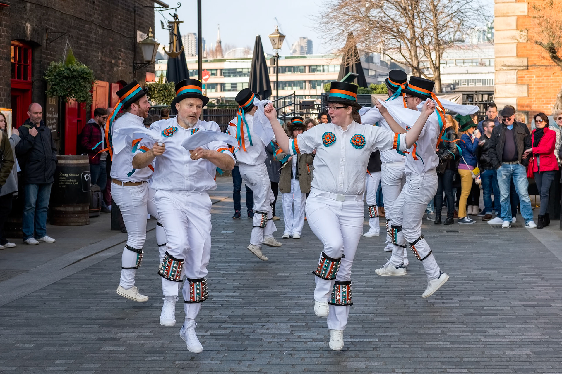 Kent and Sussex Morris Dancers Performing in London