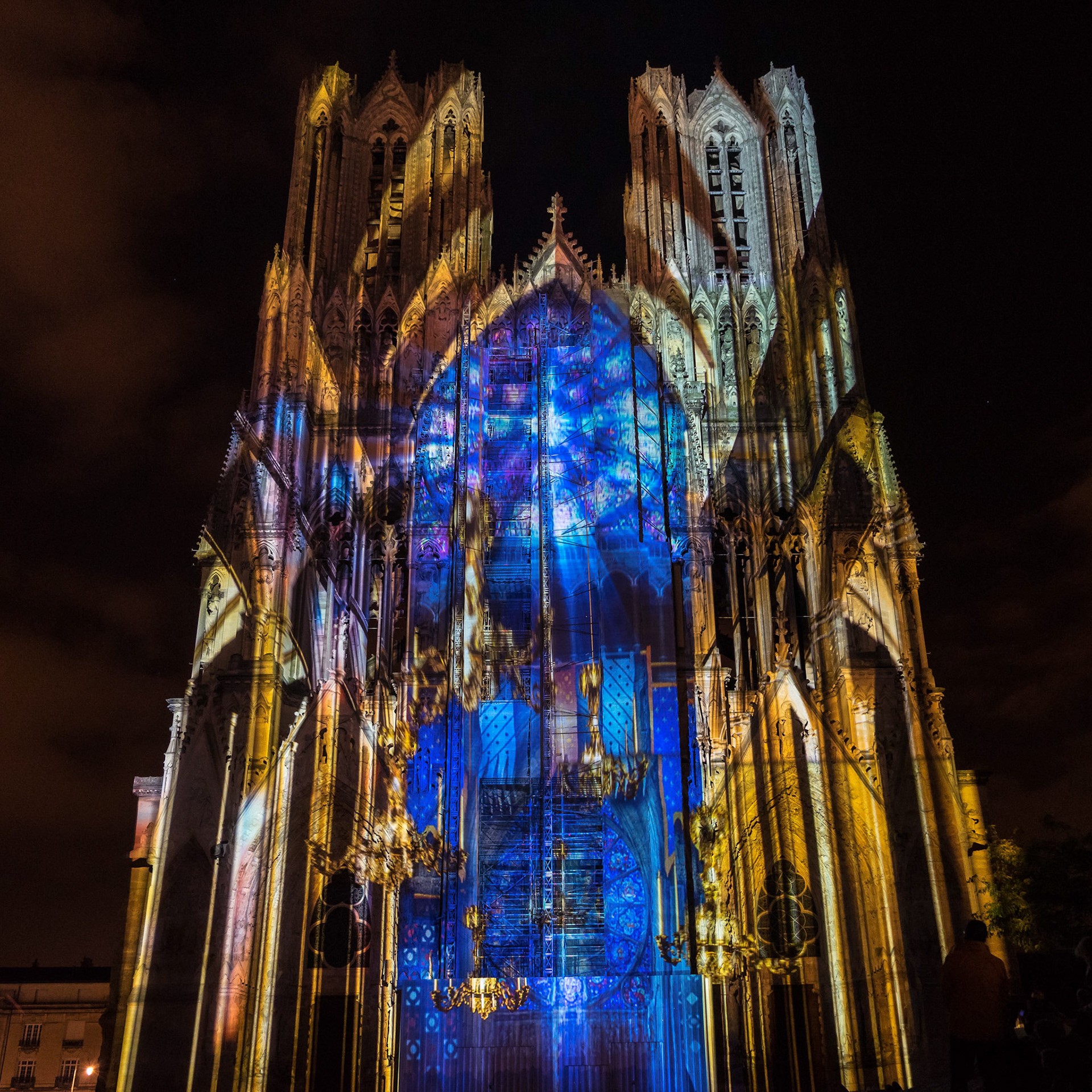 Light Show at Reims Cathedral in Reims France on September 12, 2015
