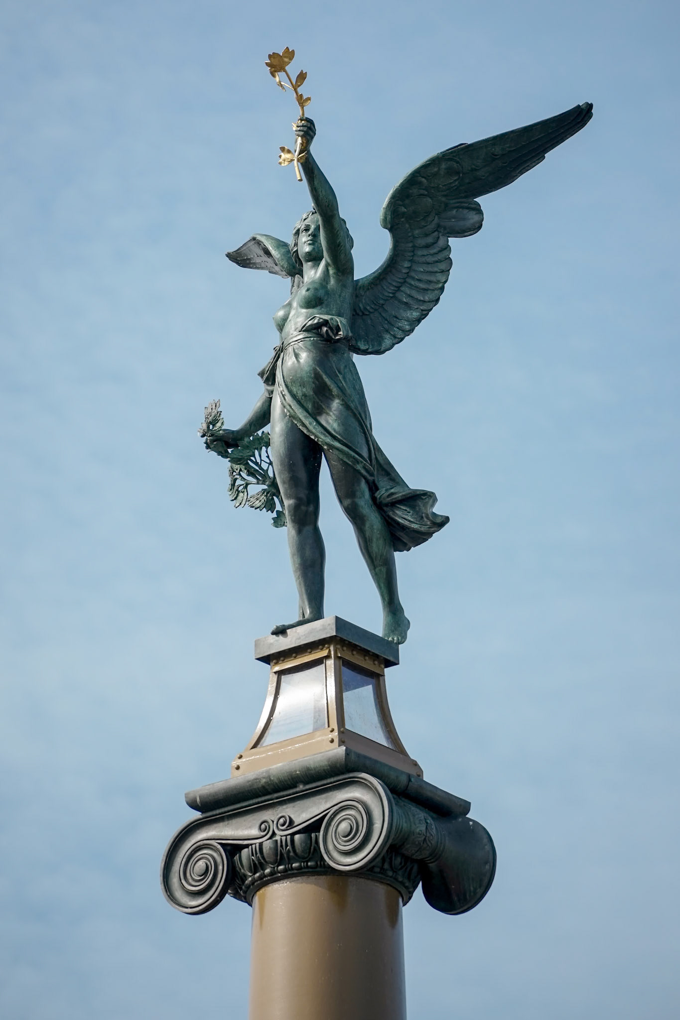 Angel on Top of a Column on the Cechuv Most Bridge in Prague