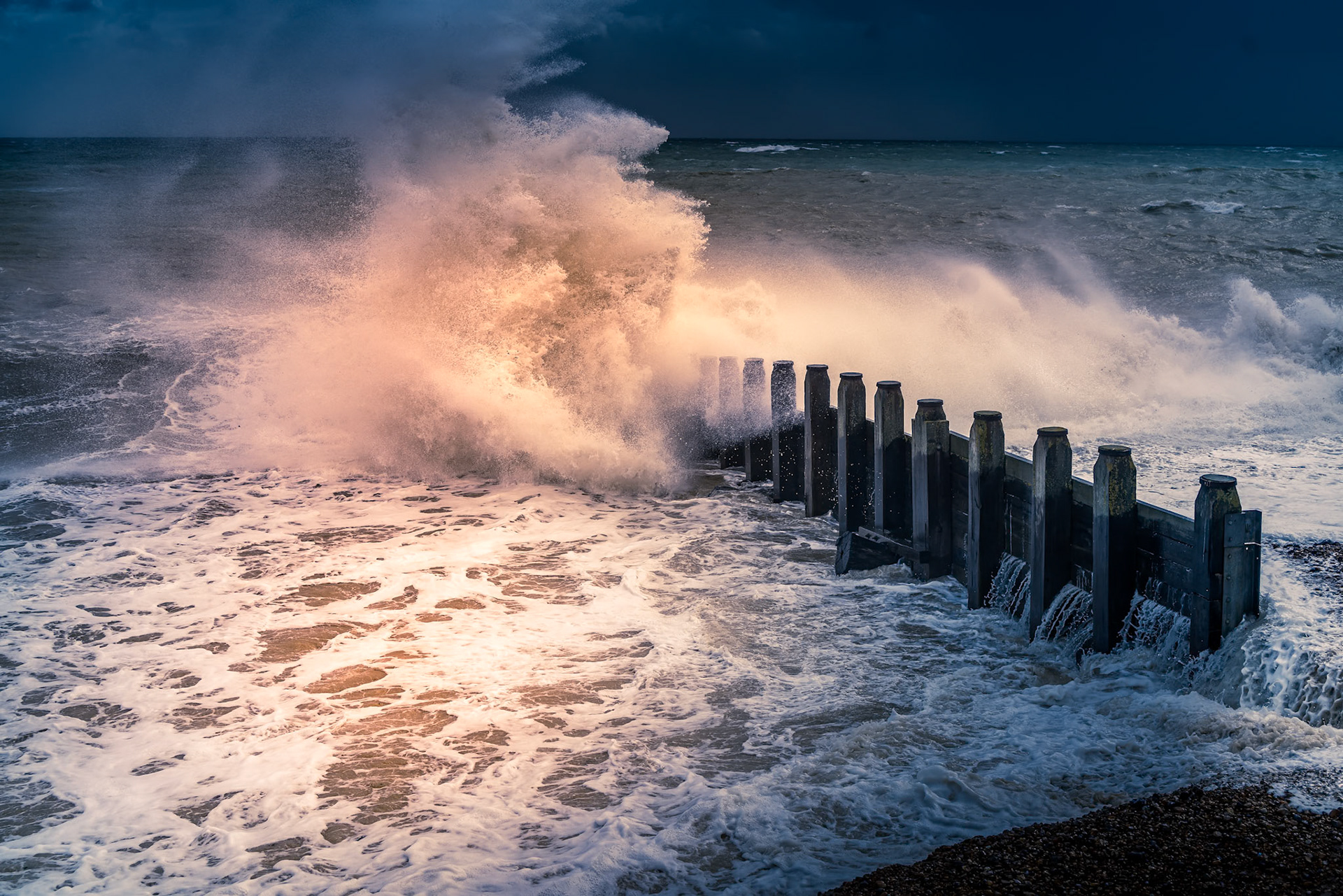 EASTBOURNE, EAST SUSSEX/UK - OCTOBER 21 : Tail End of Storm Brian Racing Past Eastbourne Seafront in East Sussex on October 21, 2017