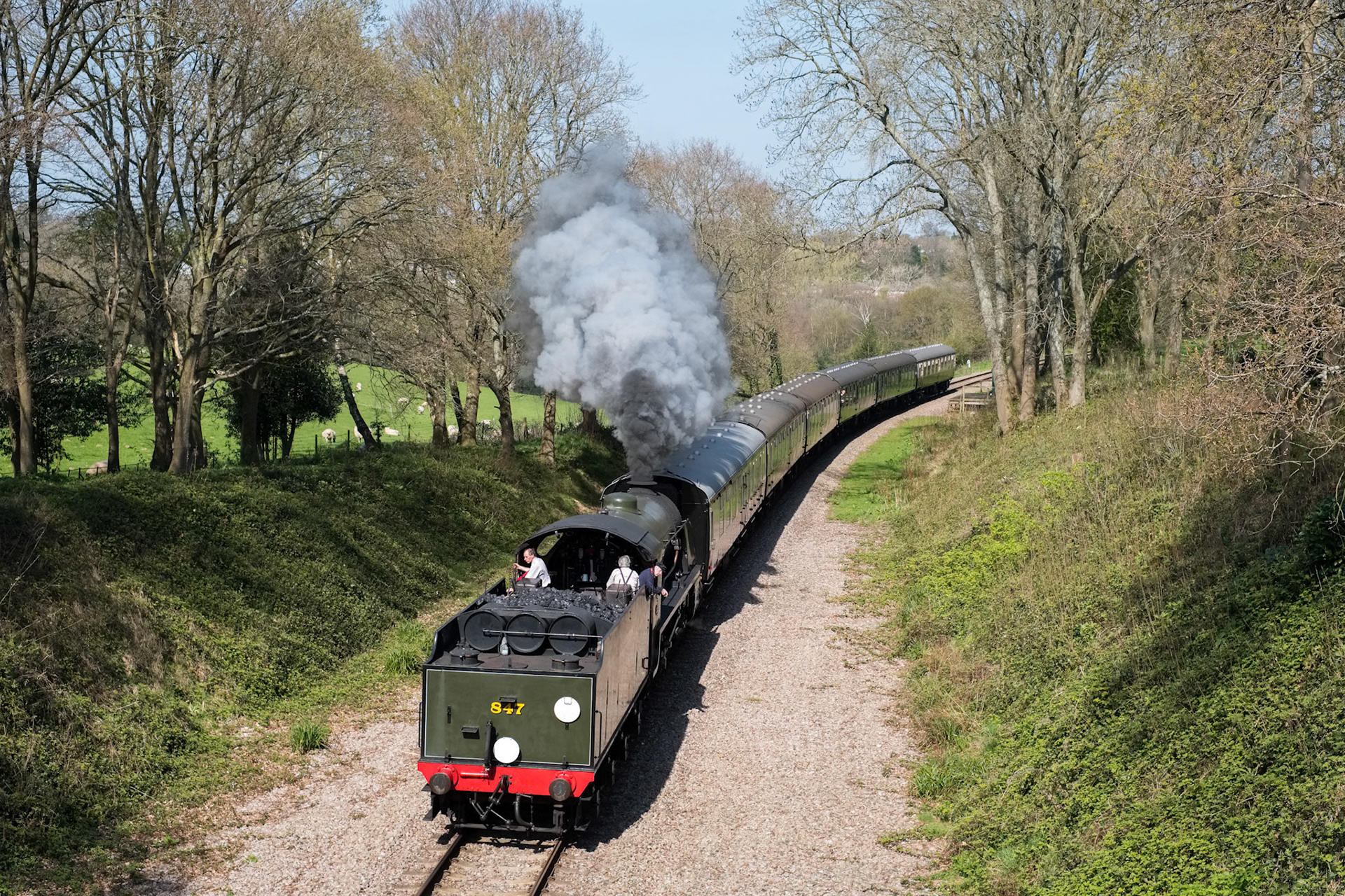 Steam Train on the Bluebell Railway Line in Sussex