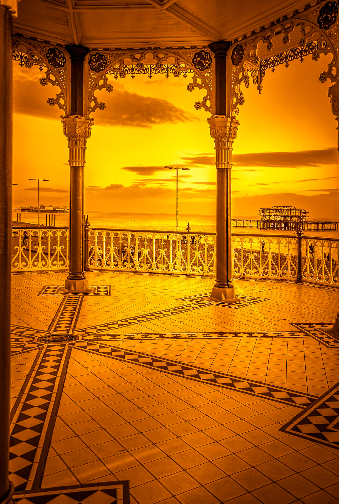 BRIGHTON, EAST SUSSEX/UK - JANUARY 26 : View of a Bandstand in Brighton East Sussex on January 26, 2018. Unidentified people.