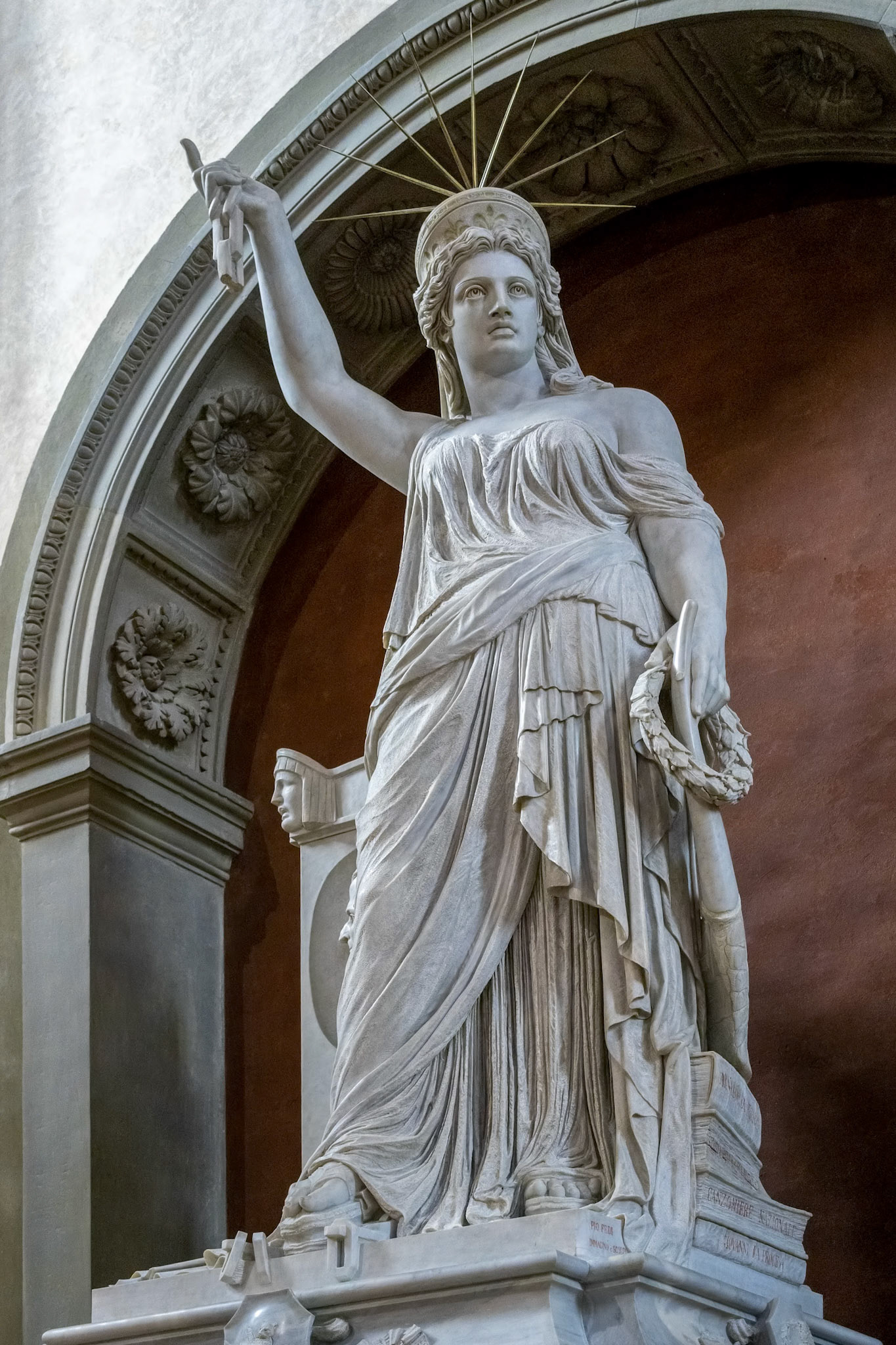 FLORENCE, TUSCANY/ITALY - OCTOBER 19 : Monument to playwright Giovanni Battista Niccolini in Santa Croce Church in Florence on October 19, 2019