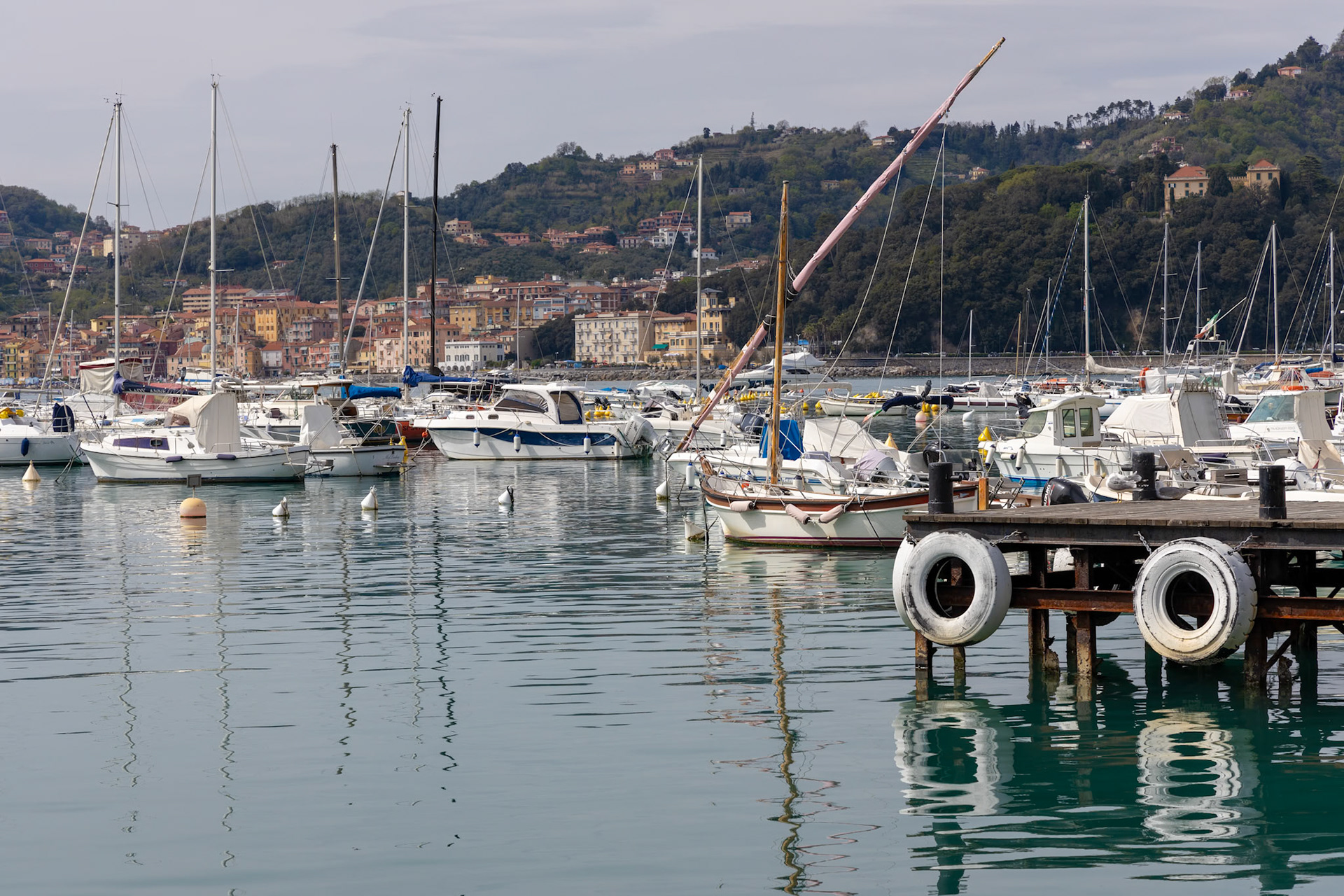LERICI, LIGURIA/ITALY  - APRIL 21 : Boats in the harbour in Lerici in Liguria Italy on April 21, 2019