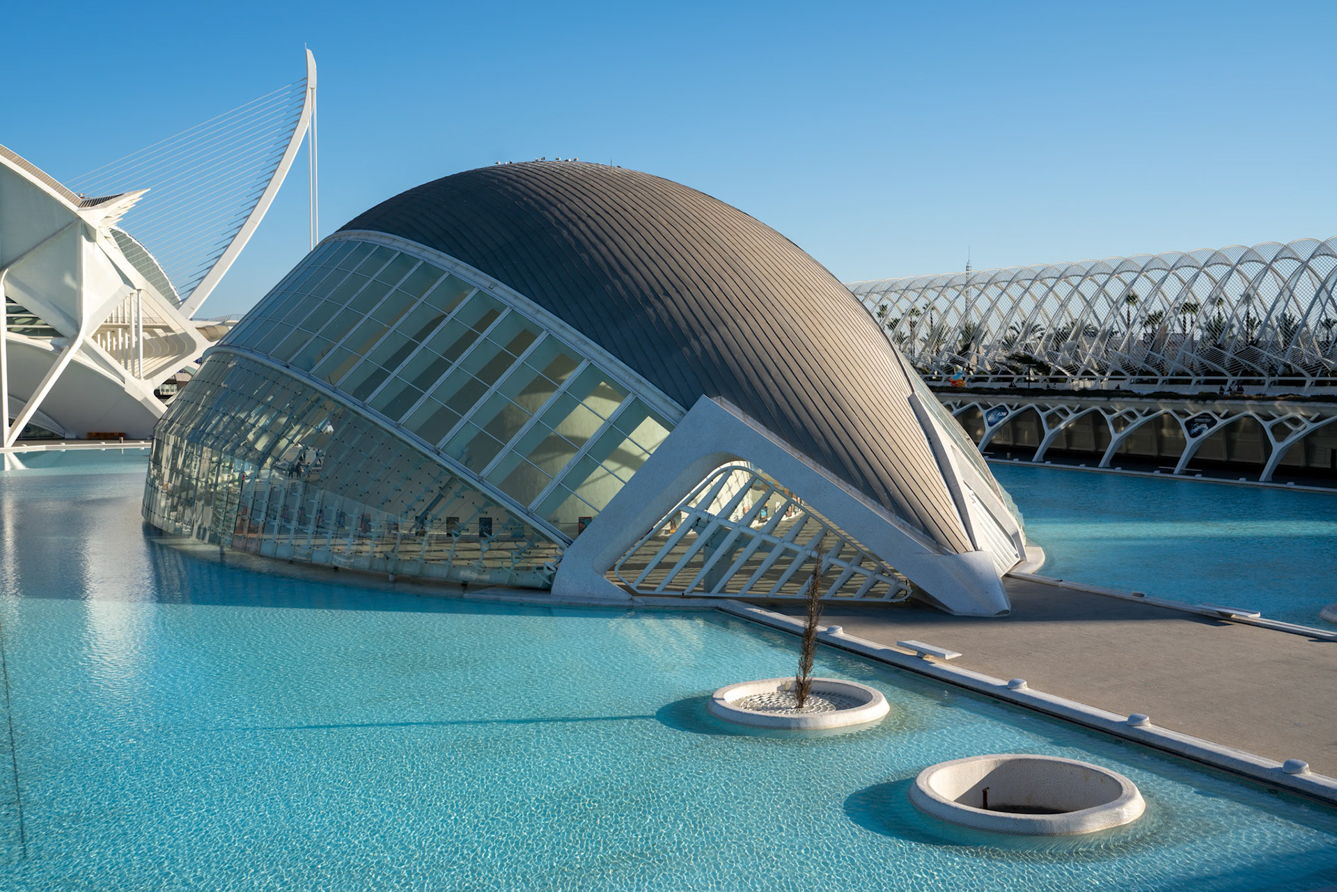 VALENCIA, SPAIN - FEBRUARY 25 : Imax Cinema in the City of Arts and Sciences in Valencia Spain on February 25, 2019. Unidentified people