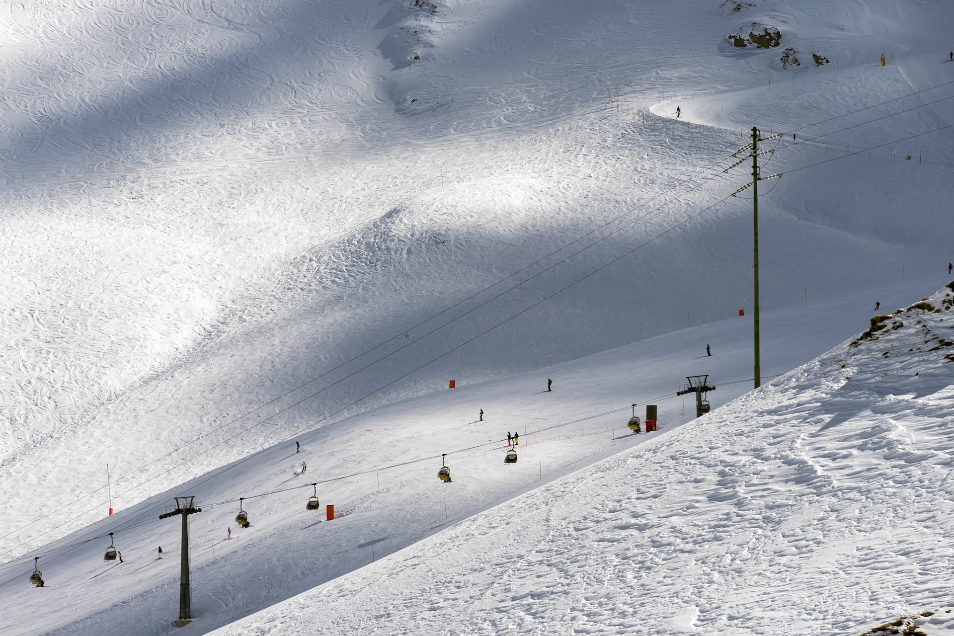 Chair Lift in the Dolomites at the Pordoi Pass