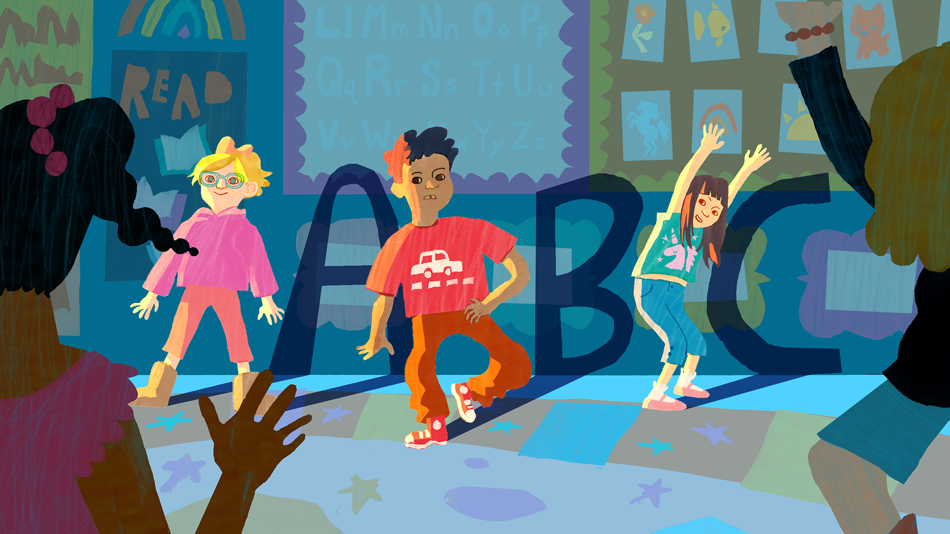 Illustration for Edutopia Article "5 Ways to Teach Embodied Phonics" 