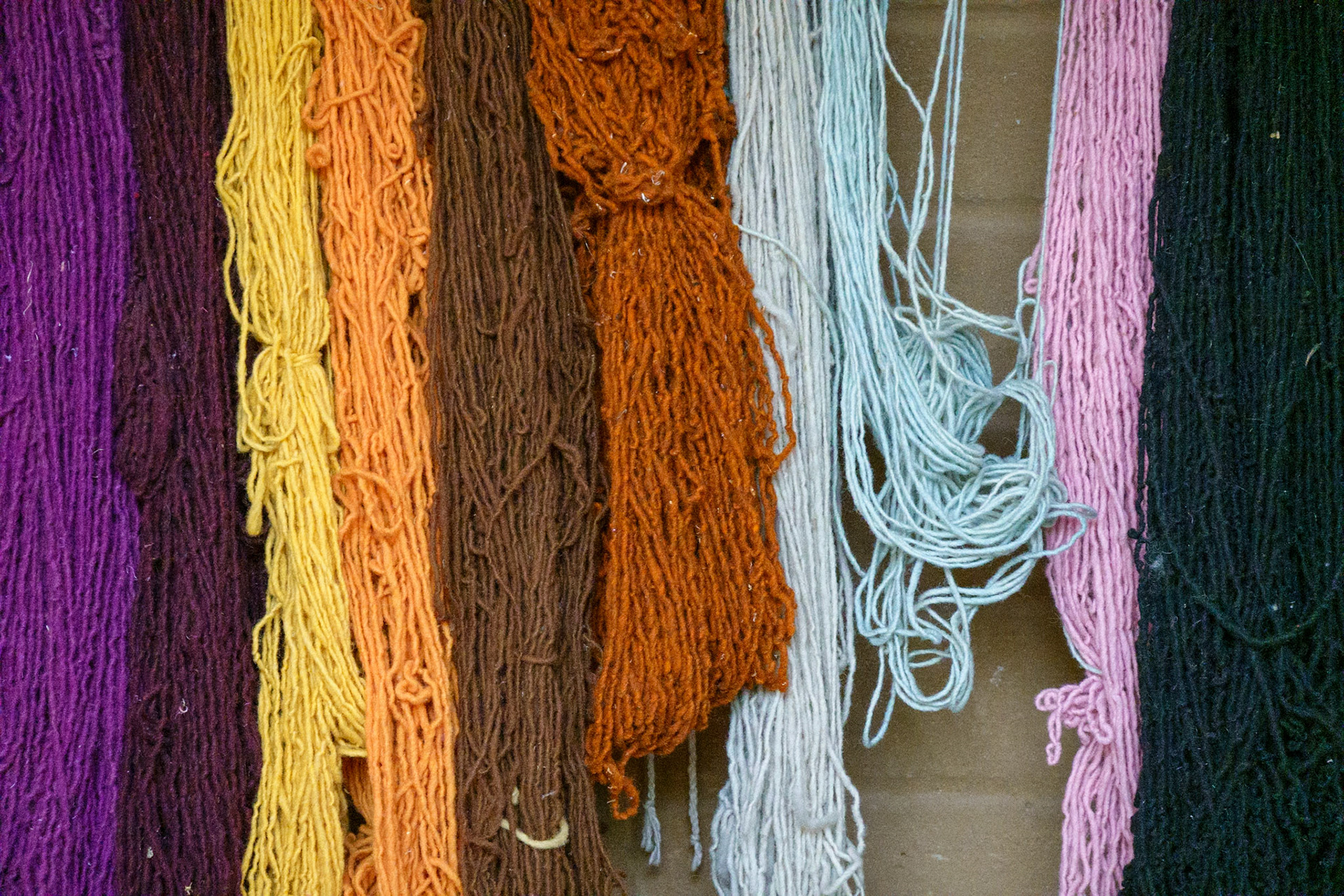 Naturally dyed wool in Oaxaca area.