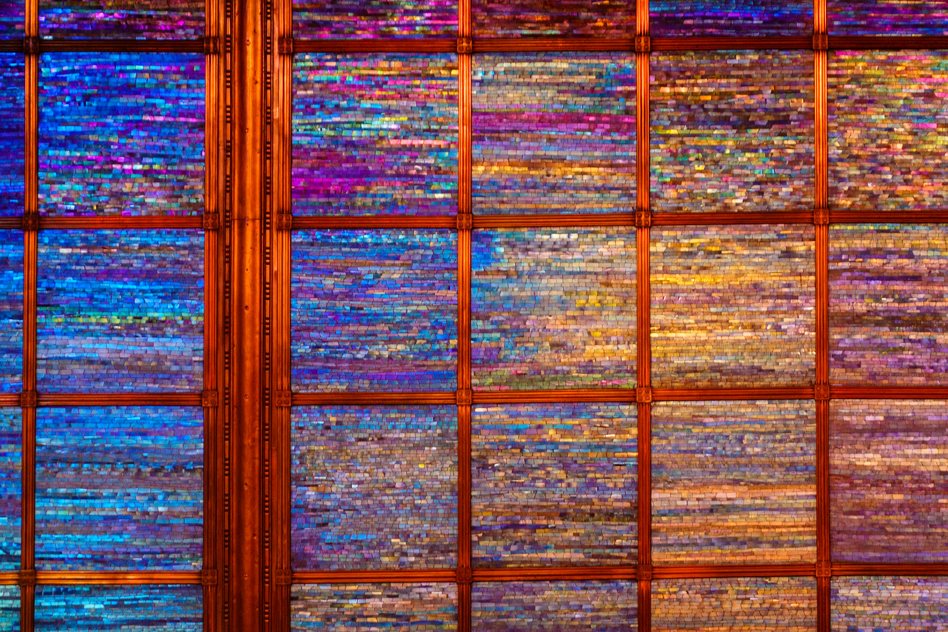 Stained glass stage curtain at Palacio De Bellas Artes, Mexico City