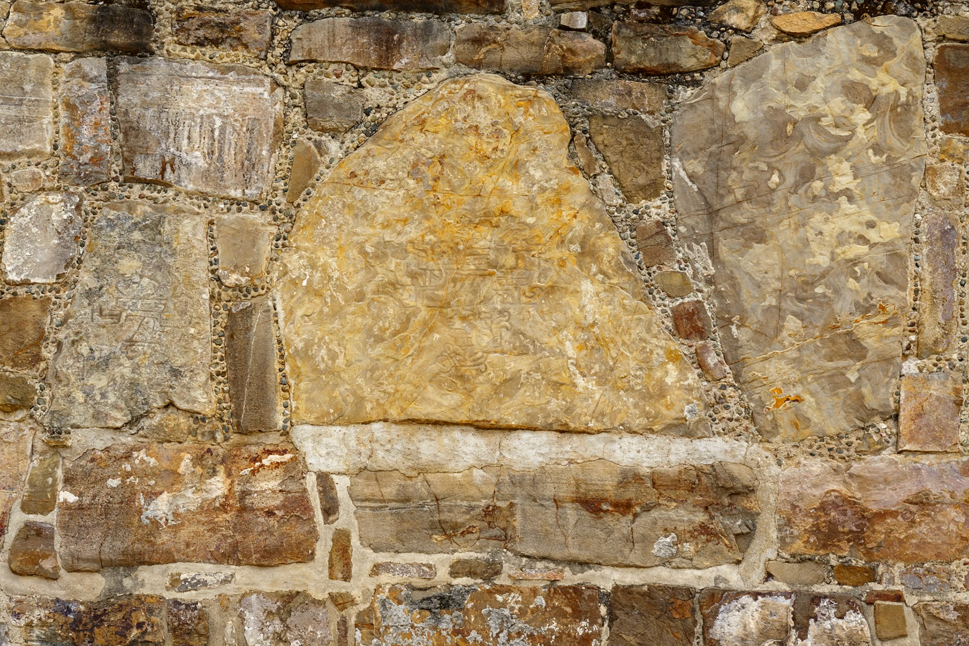 Reconstructed wall in Monte Alban, Oaxaca