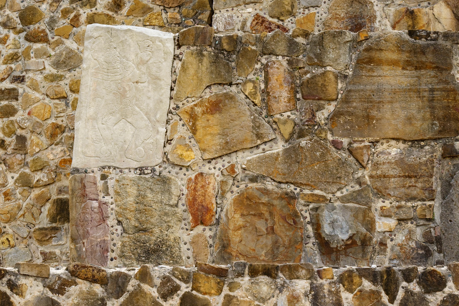 Reconstructed wall in Monte Alban, Oaxaca