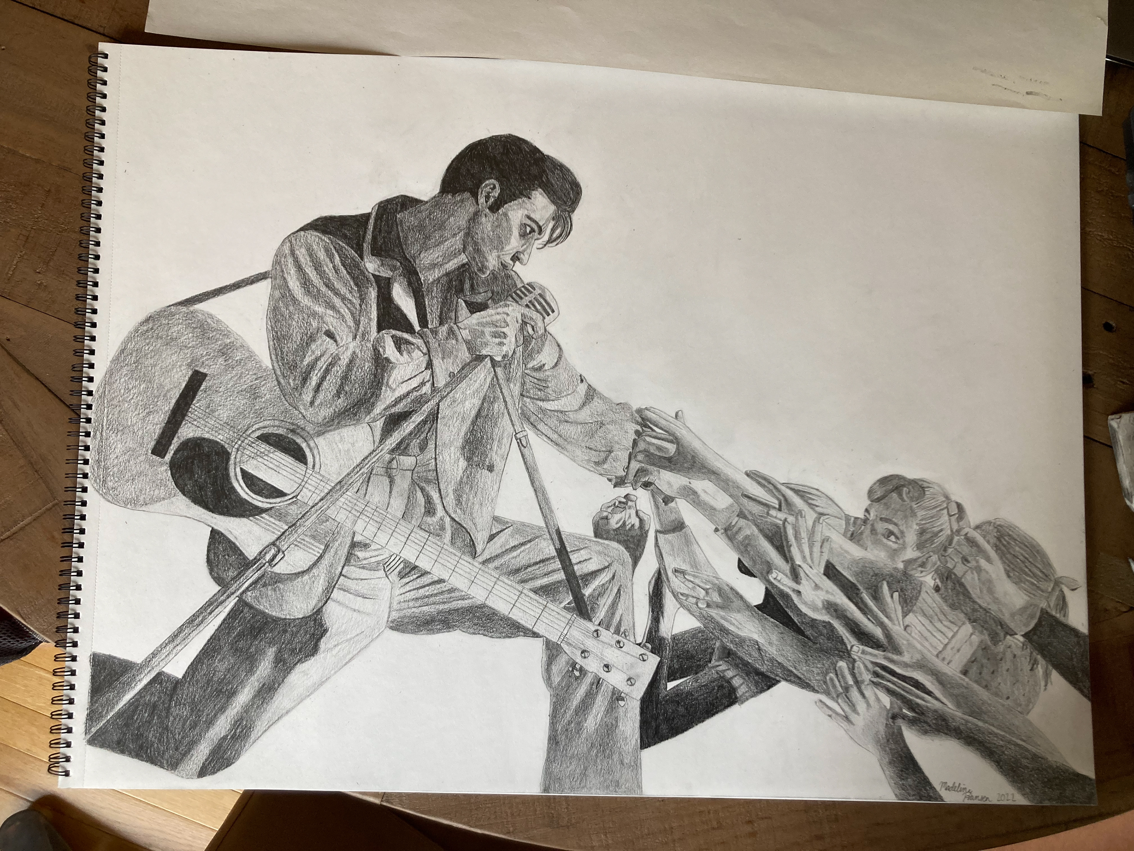 Graphite pencil drawing: Austin Butler in the Elvis movie
