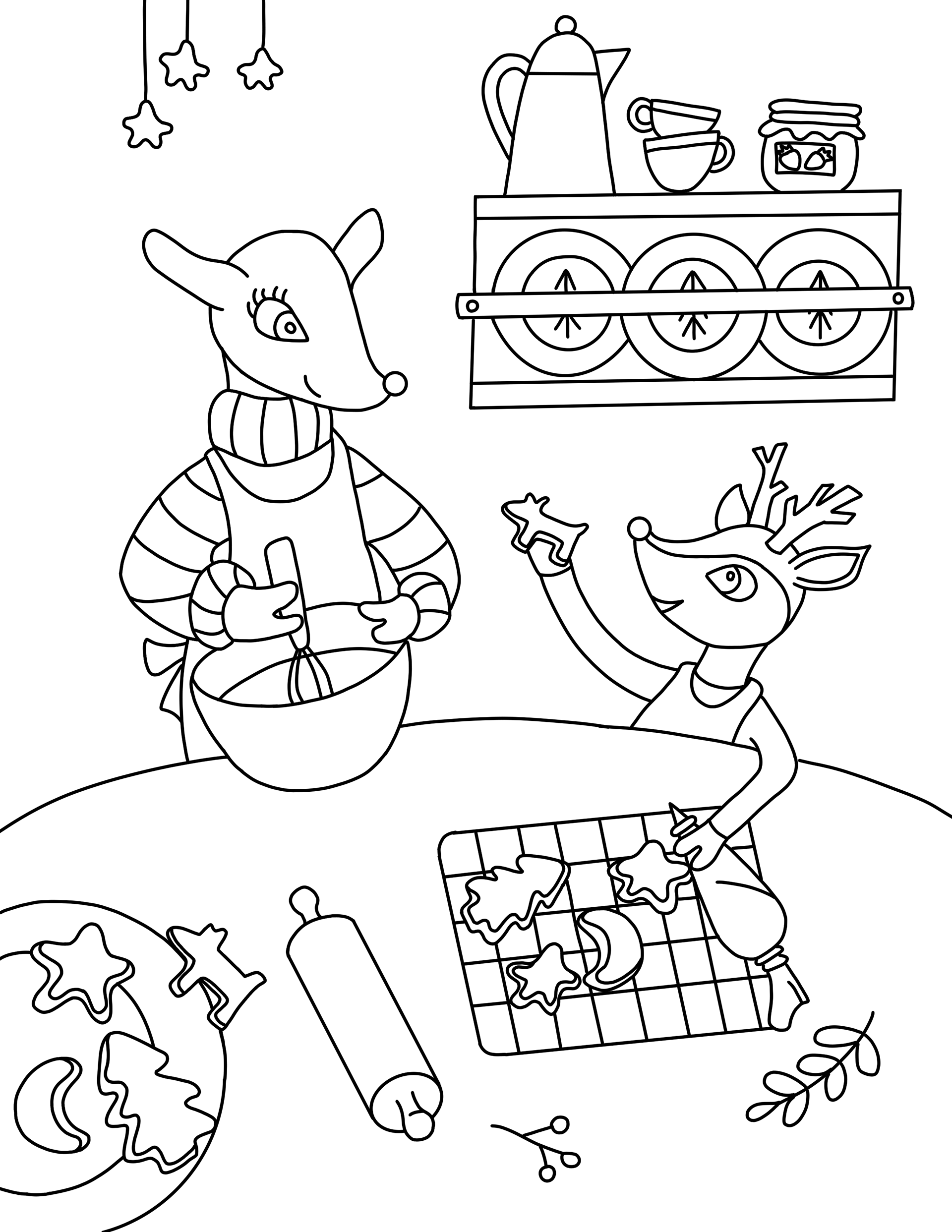 Digital illustration: Hudl Christmas coloring page