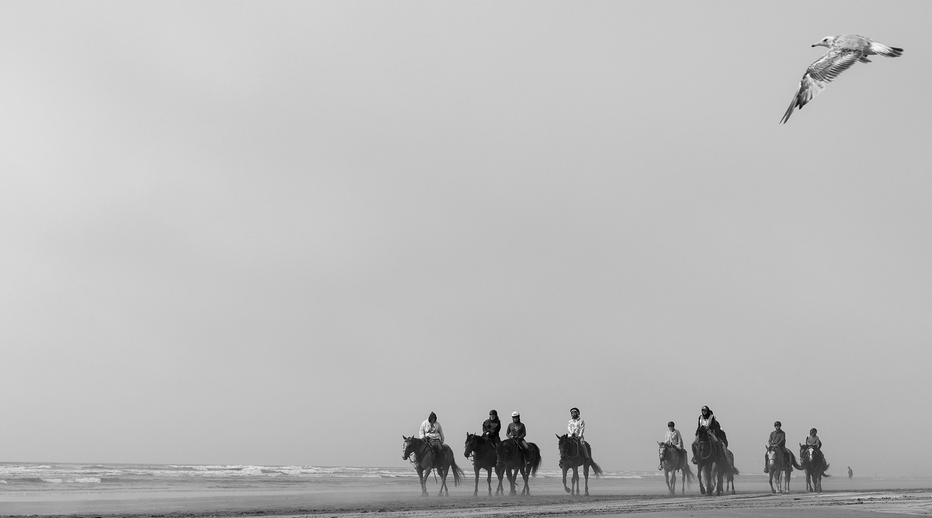 Horseback riders in Ocean Shores, WA.