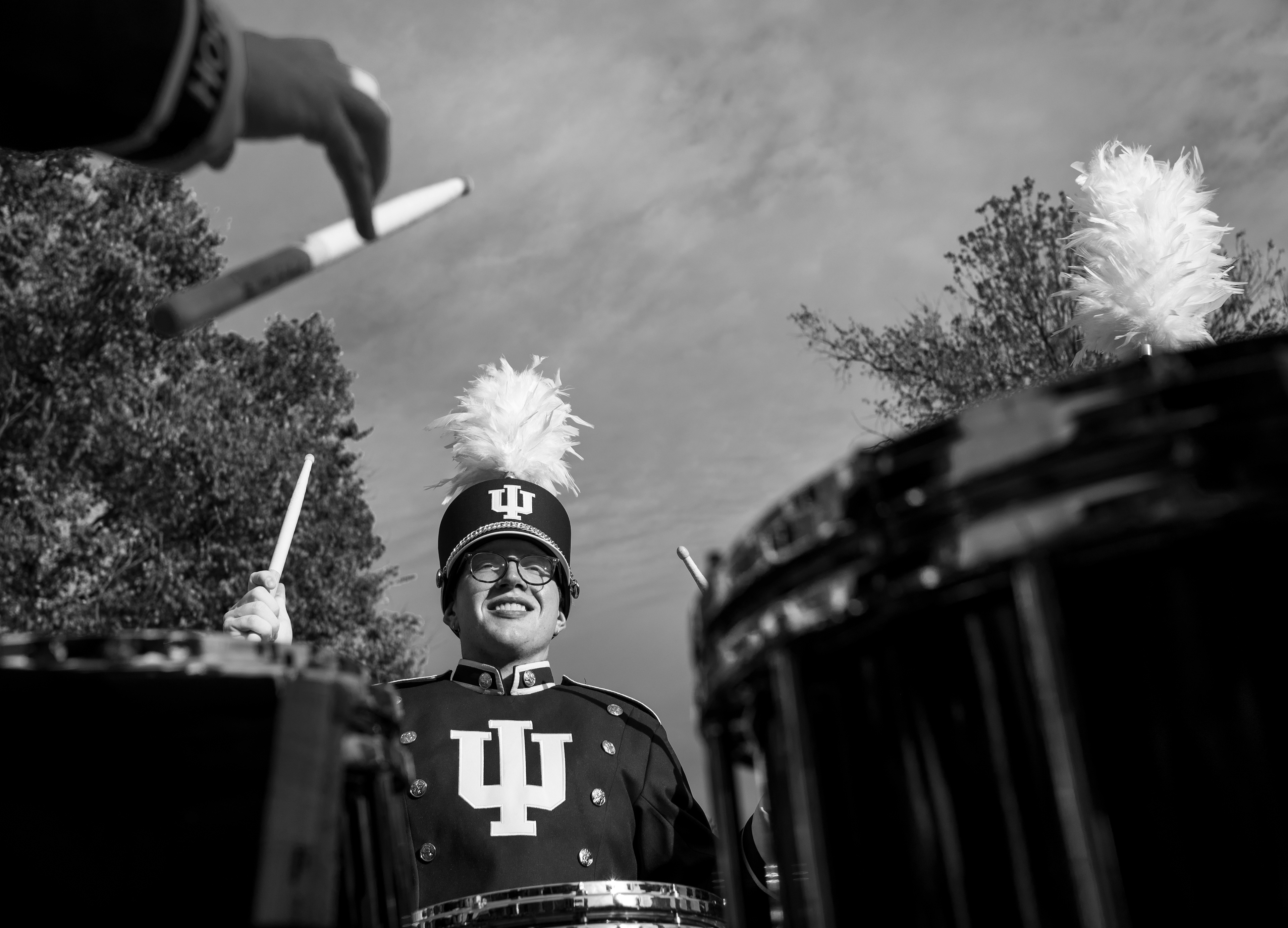 Marching Hundred snare drummer.