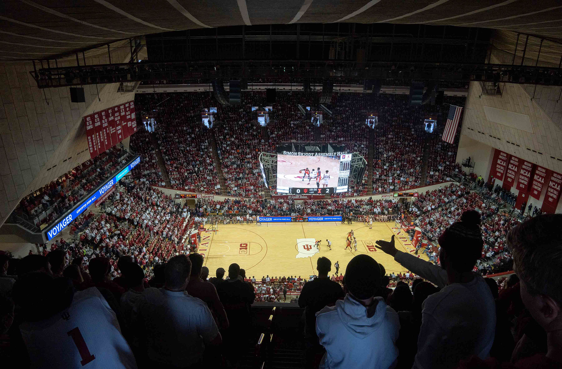 Basketball fans pack Assembly Hall.