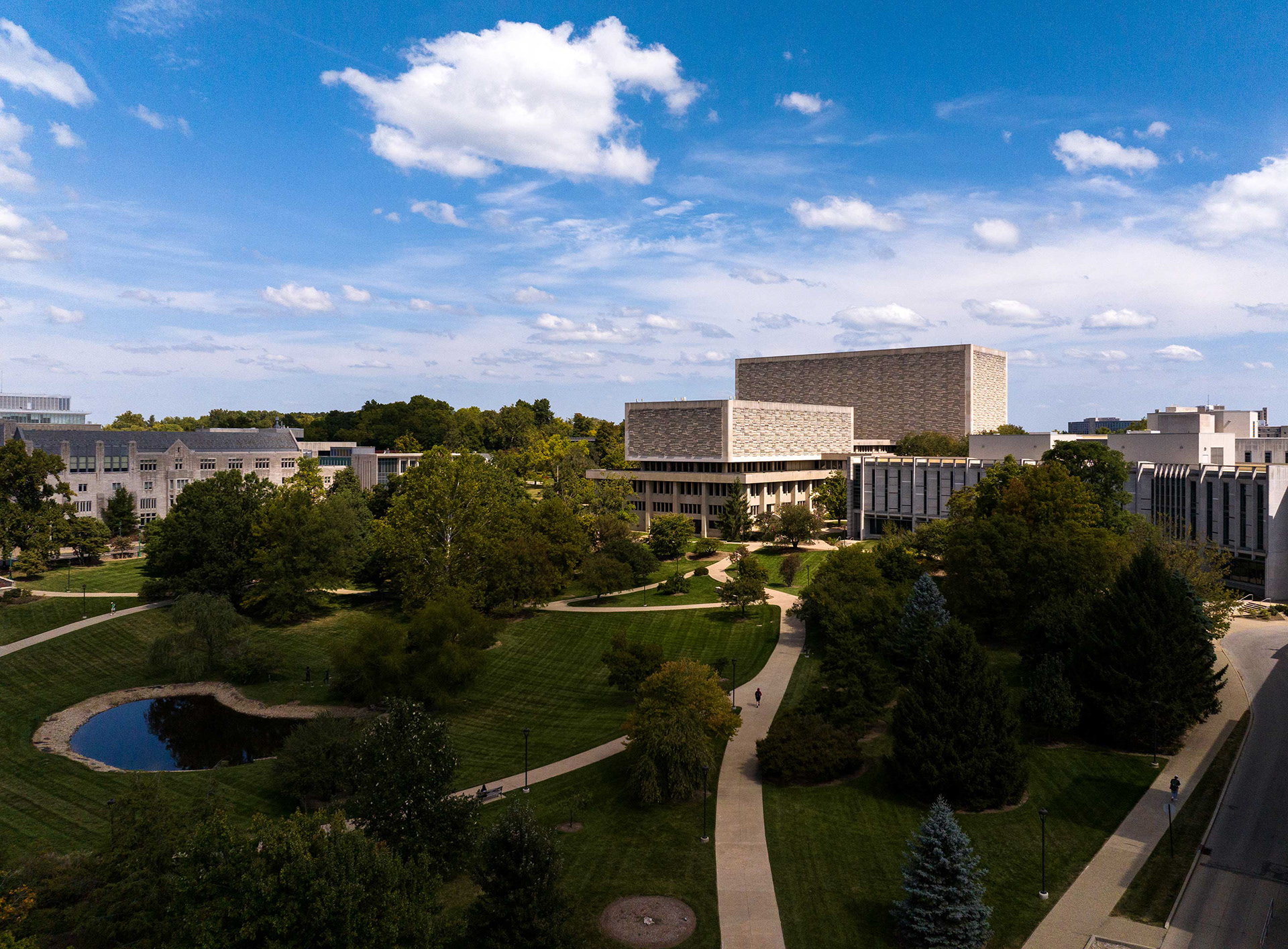 IU Cox Arboretum and Wells Library.