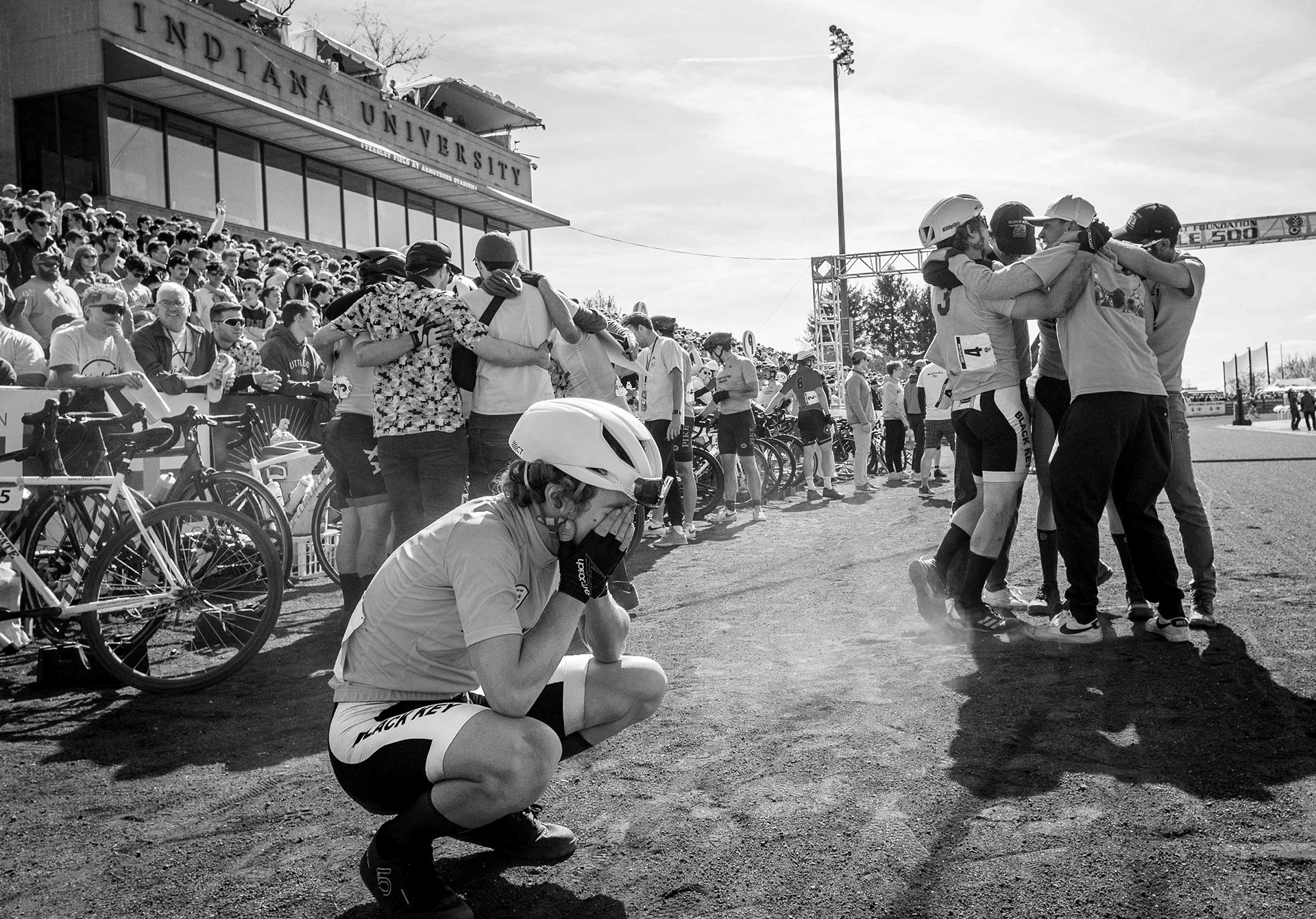 Wiley Close gathers his thoughts before joining his team's Little 500 celebration.