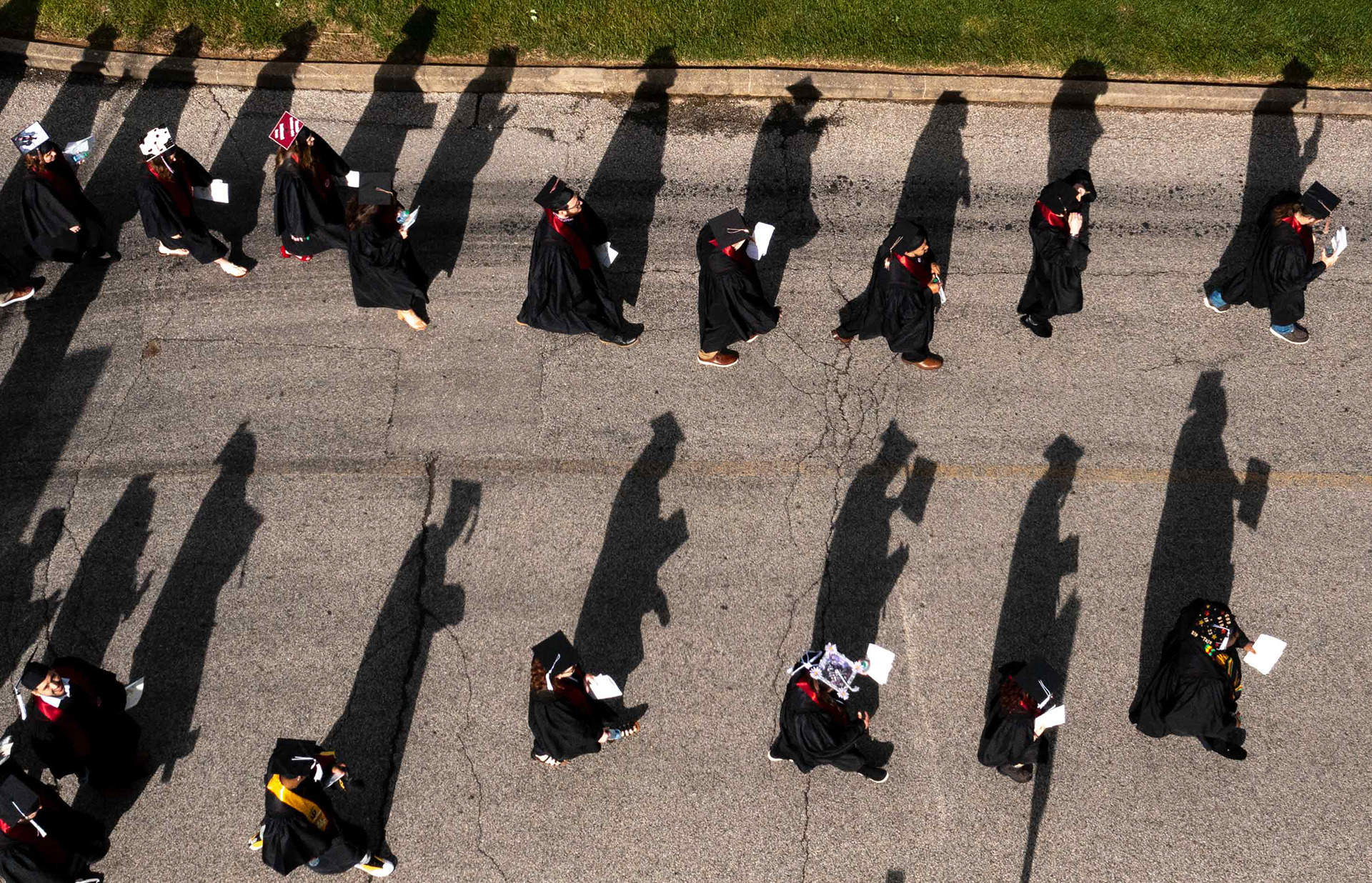 IU Southeast degree candidates march to their commencement ceremony.