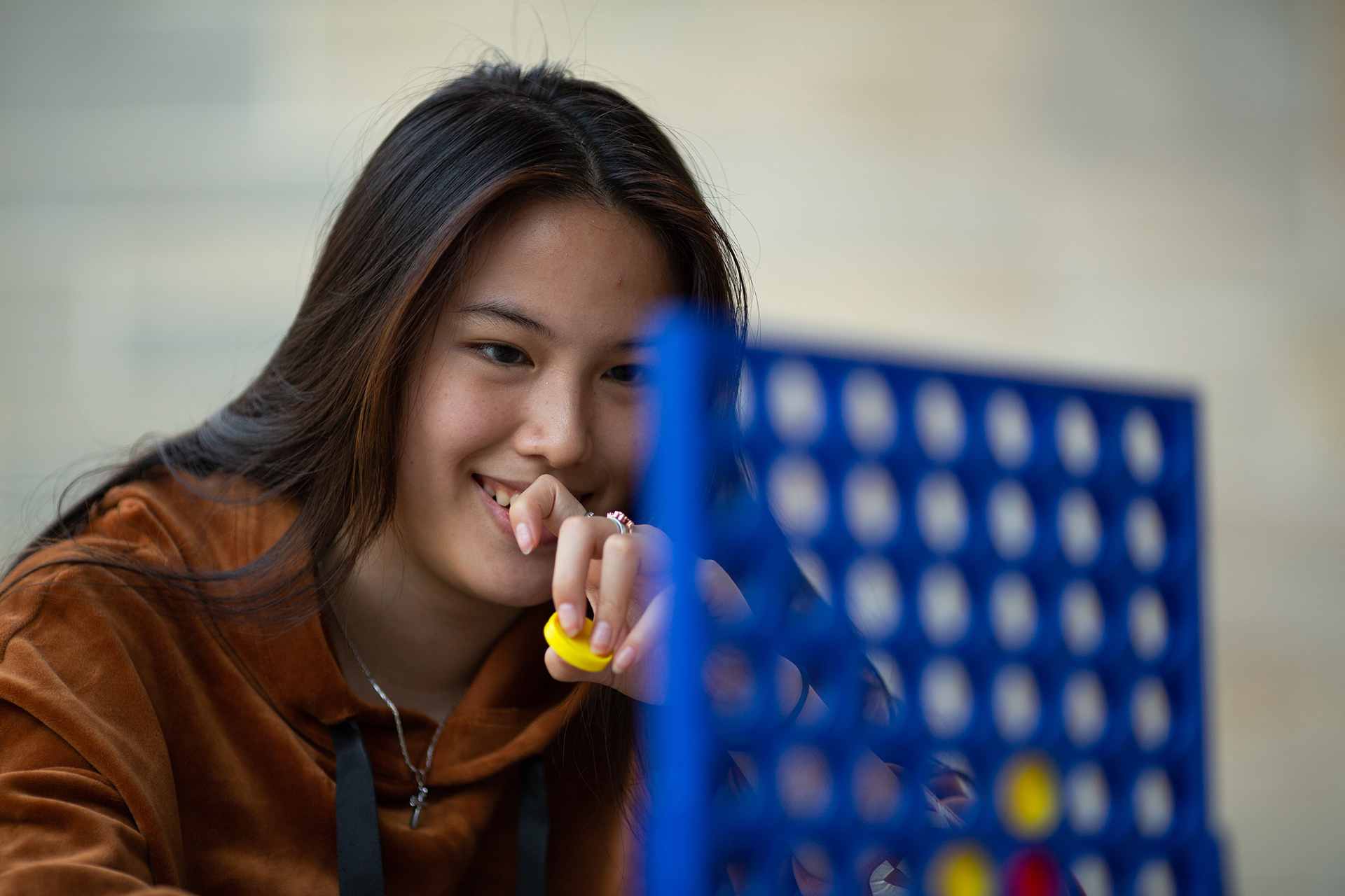 An IU student plays a classic board game.