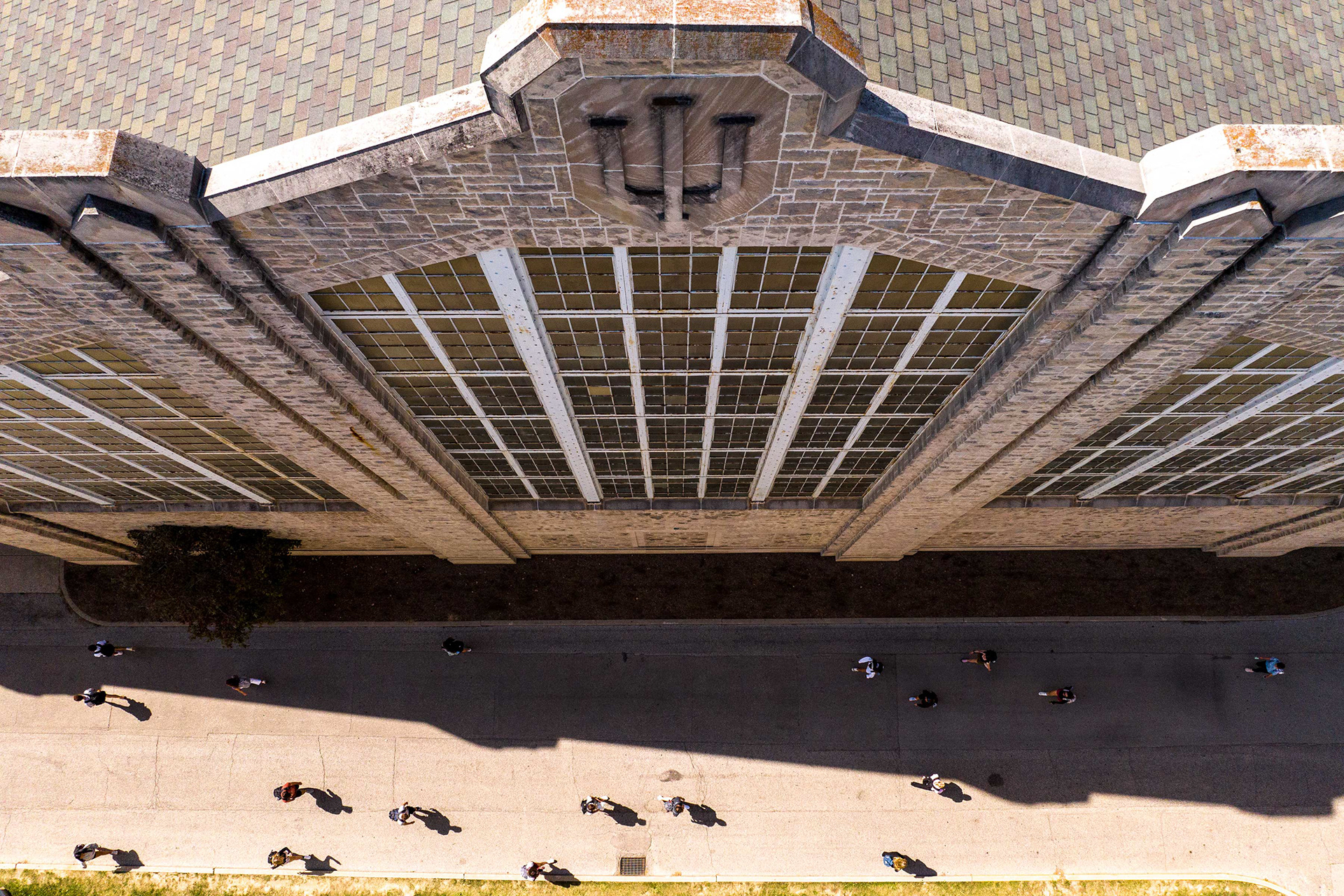 Limestone detail on the Bill Garrett Fieldhouse.