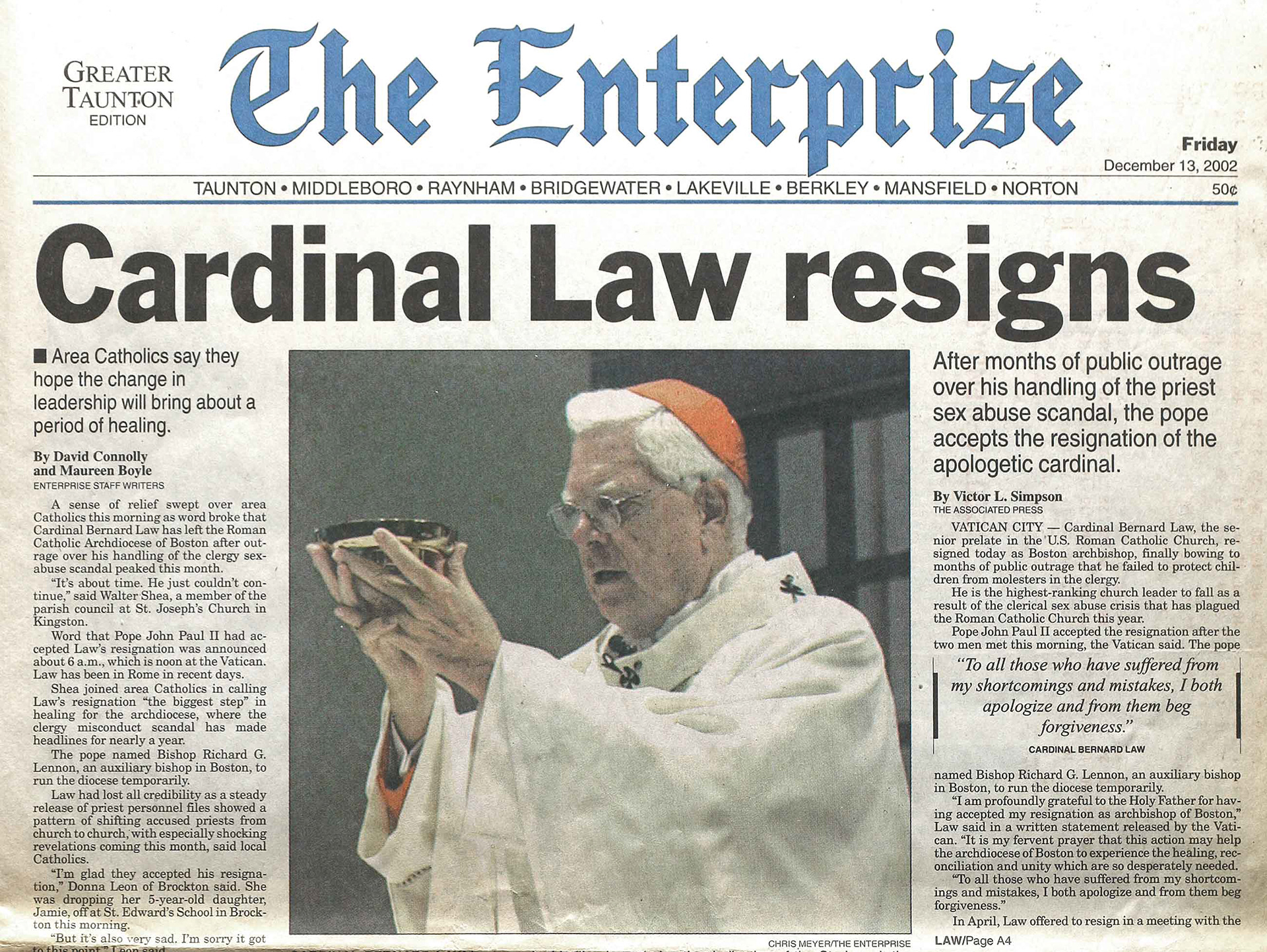 Enterprise of Brockton December 13, 2002.