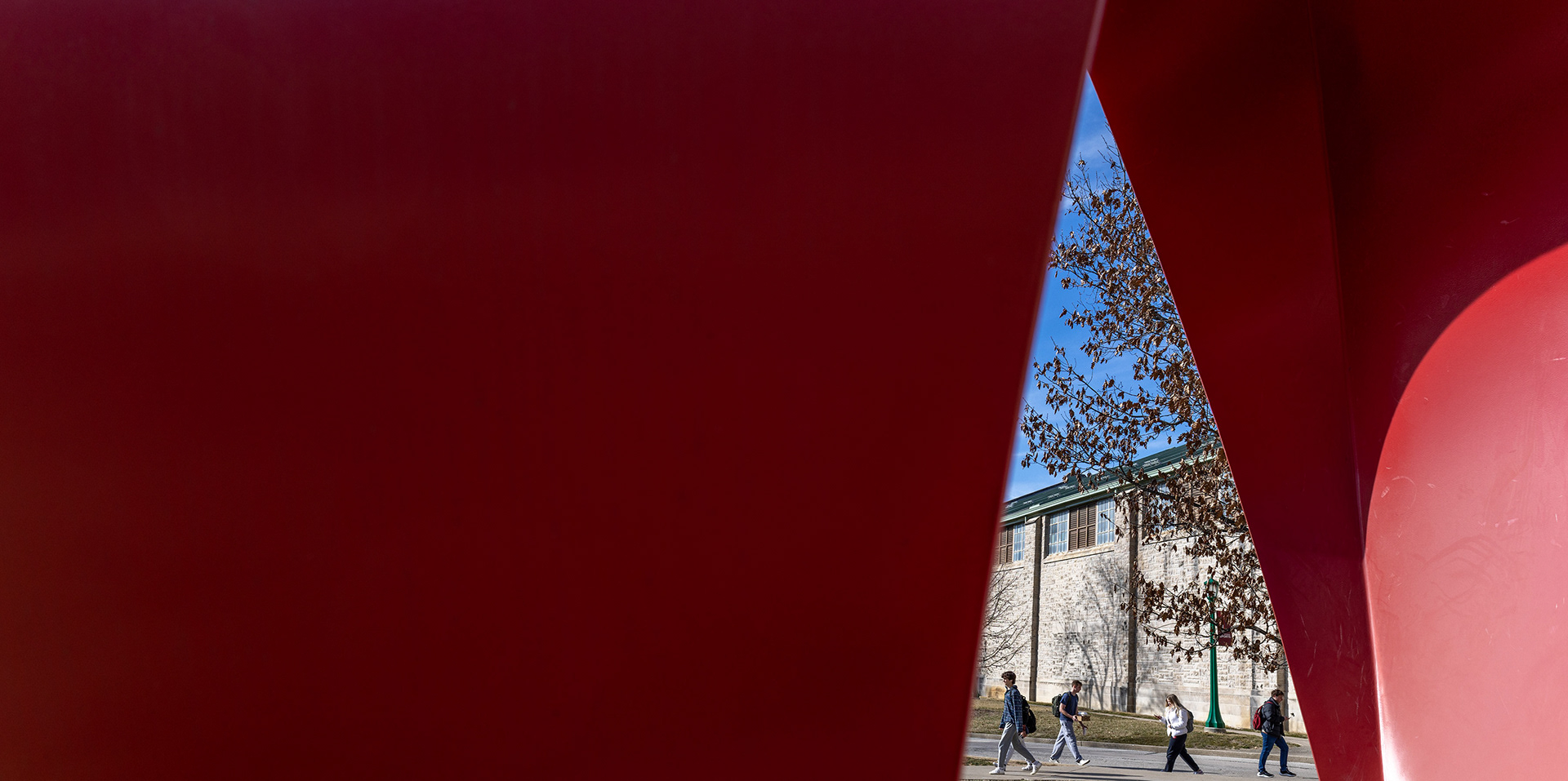 Students file past the Indiana Arc.