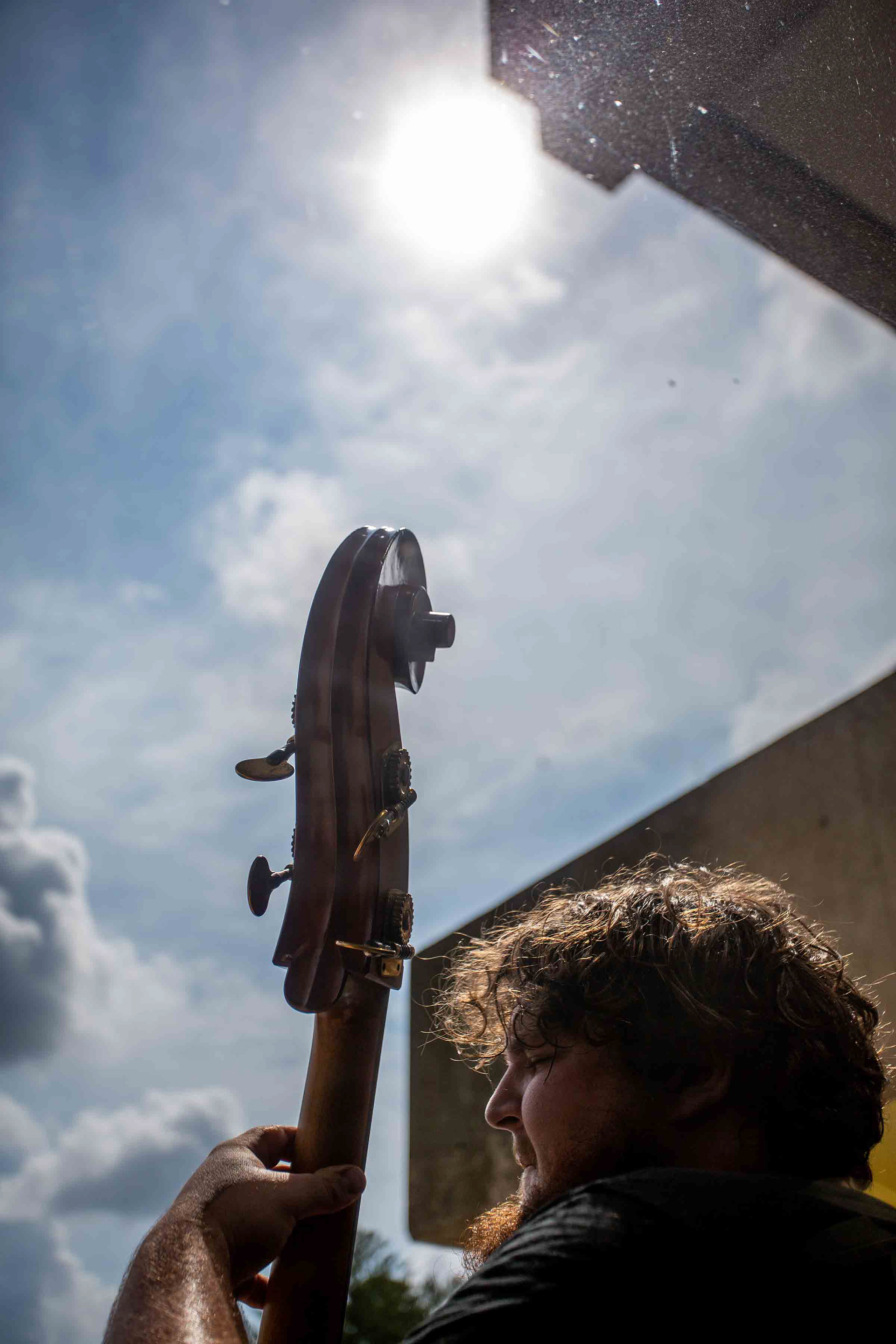 Isaac Beaumont performs outside the Musical Arts Center.