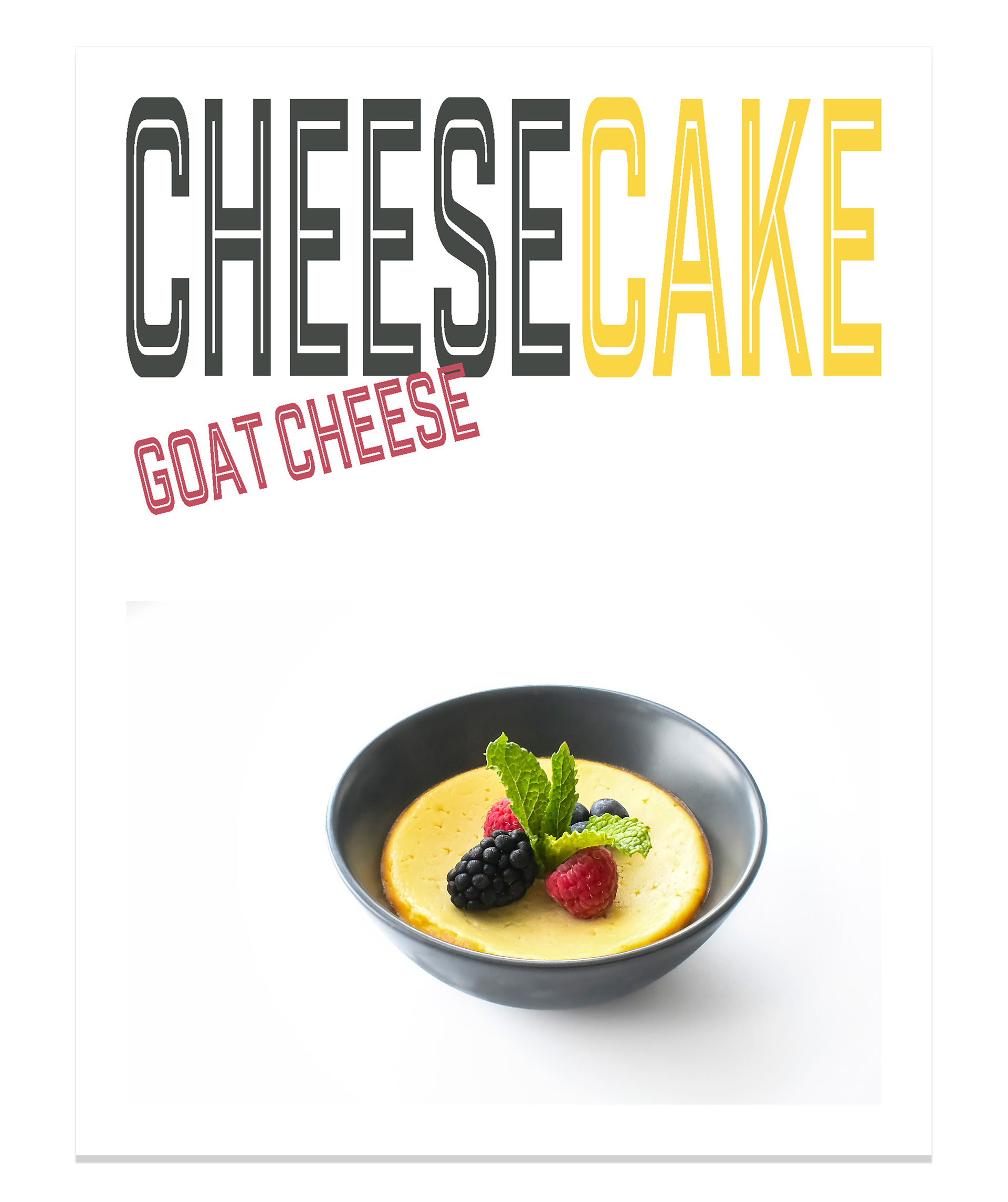 Goat Cheese Cheesecake with a creamy texture and golden crust, with a tangy goat cheese filling, topped with fresh berries..