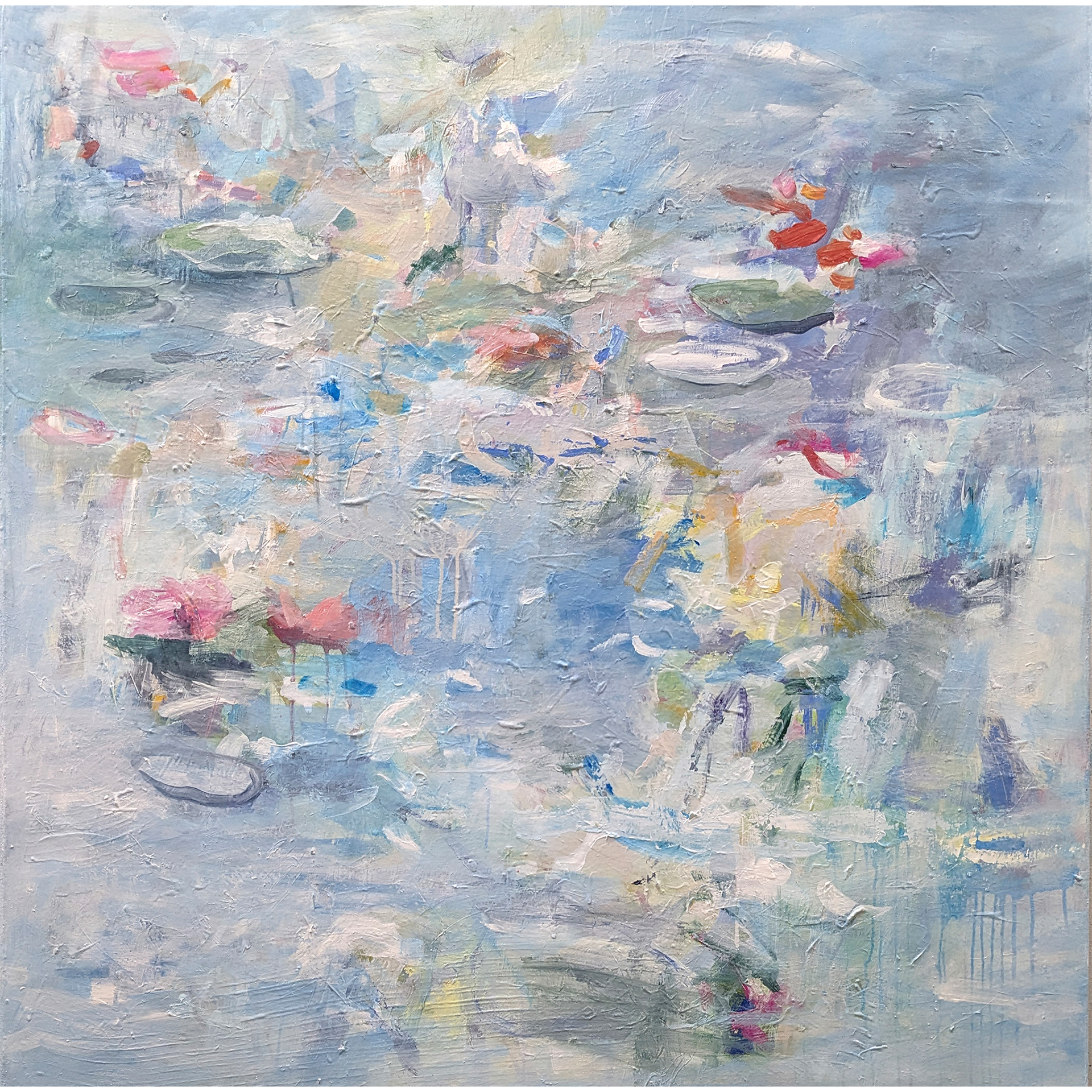 Water Lily 5 |   48x48x1.5 | mixed media canvas | $1500.00