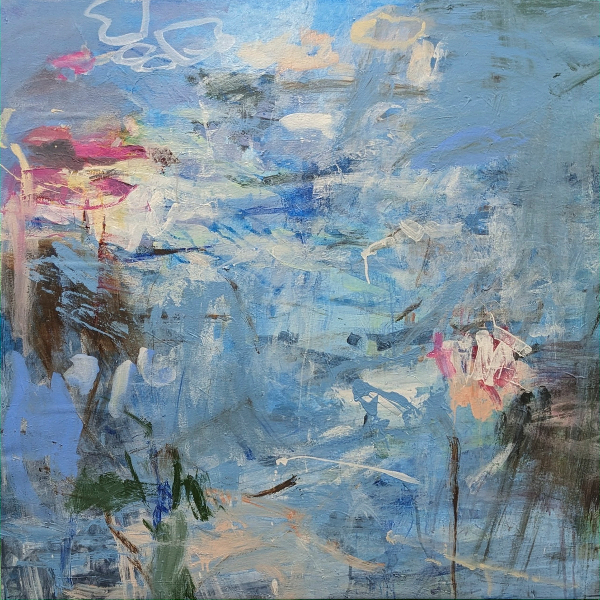 Hummingbird Haven  |  48"x48"x1.5" | Acrylic Oil on canvas  |  $4300.00