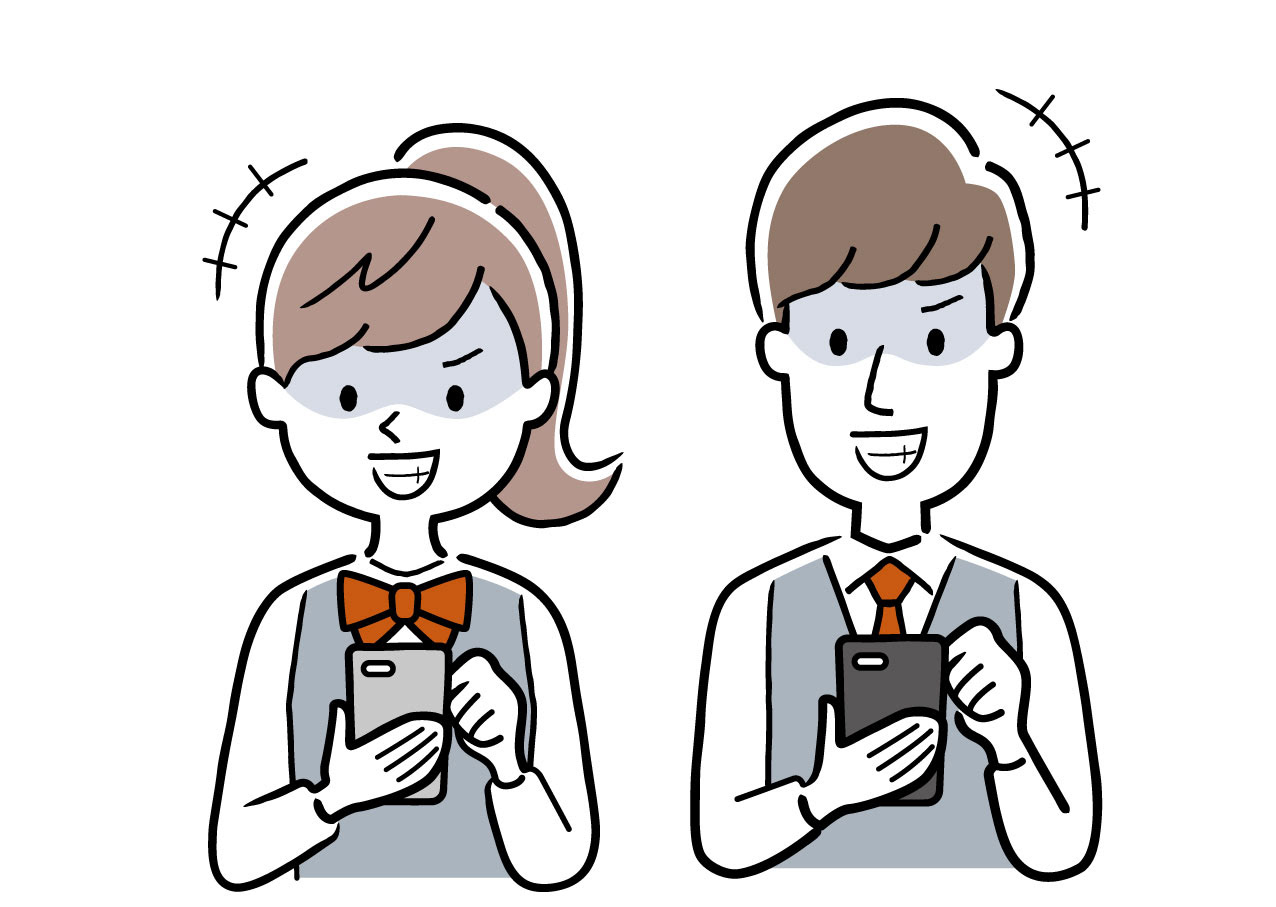 Defamation Woman and Man on smartphones with mildly malicious intent facial expressions. Adobe Stock. The Bearman Firm. Ethan Bearman