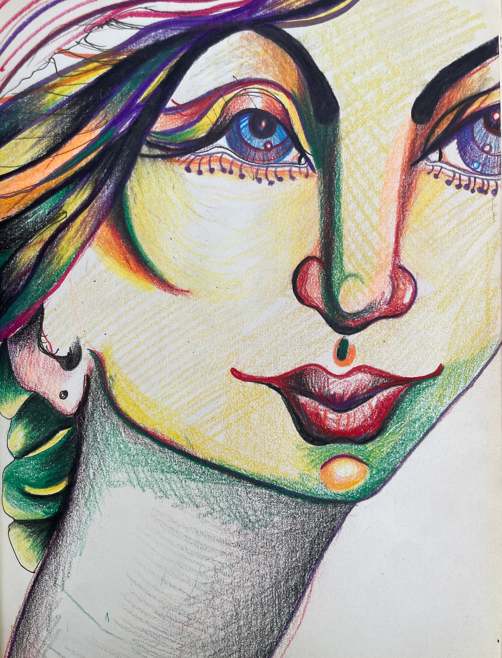 Colored pecil and markers on paper