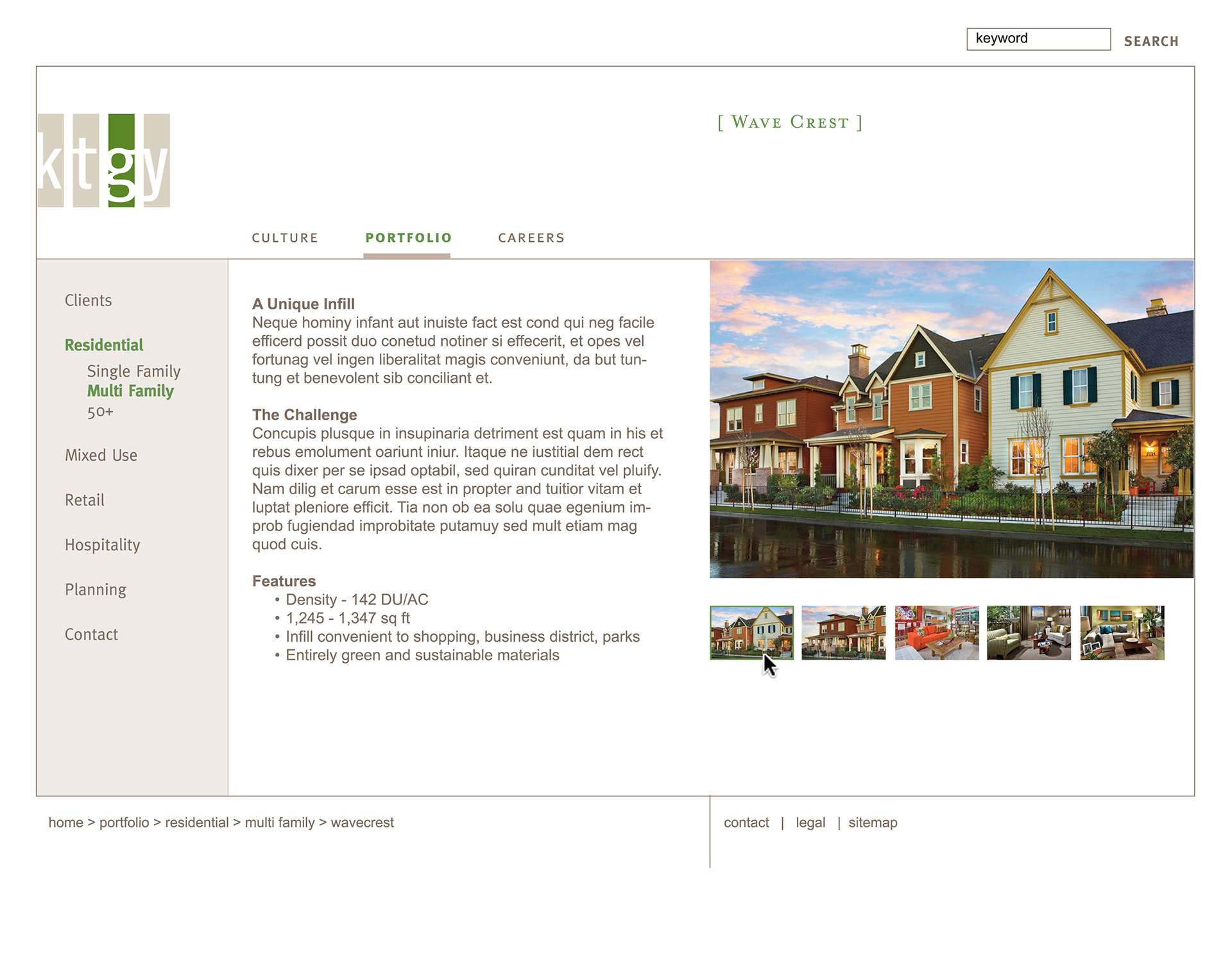 Web Design by Transit Design. KTGY Website.