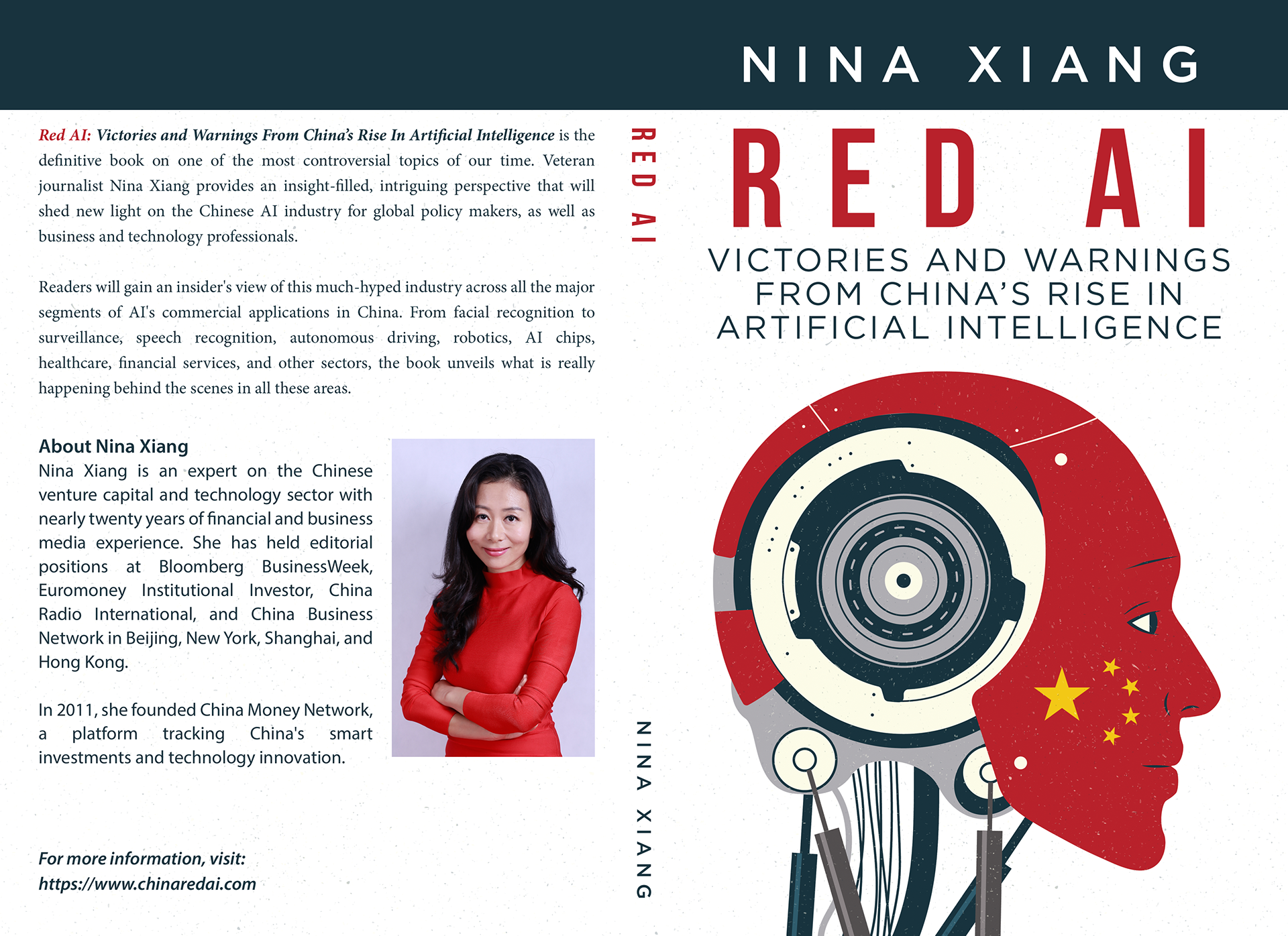 Full print spread design for the English language version of "Red AI" by Nina Xiang