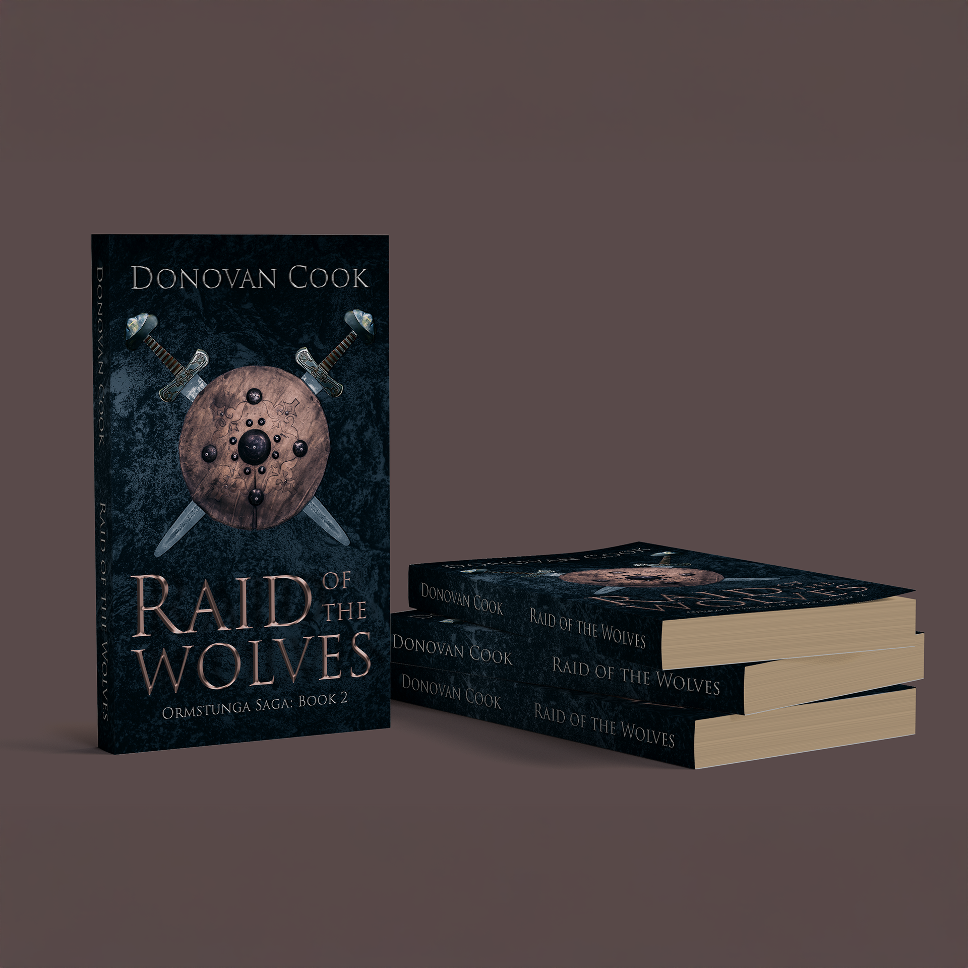 book cover design created for the novel "Raid of Wolves."