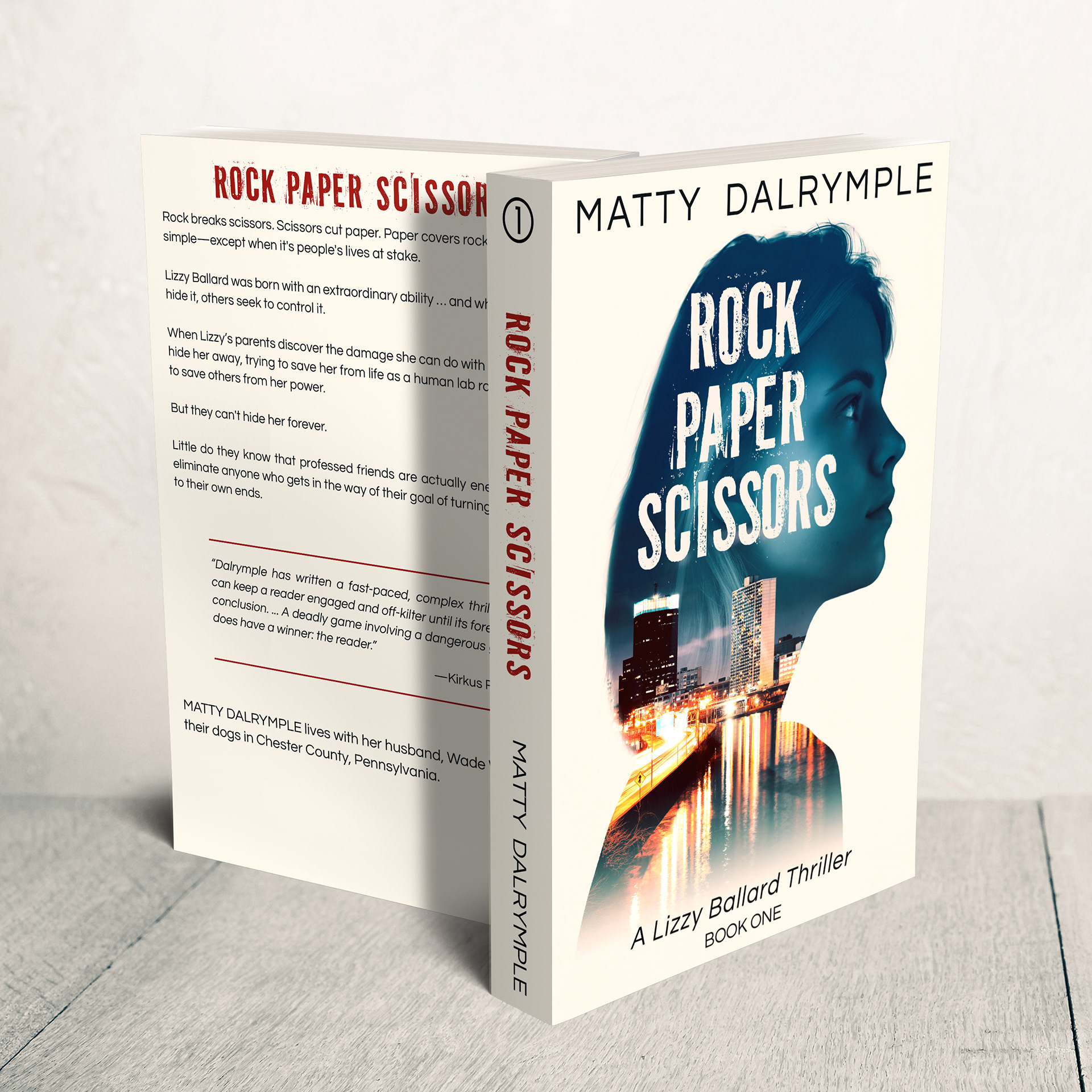Print book cover design for "Rock Paper Scissors" by Matty Dalrymple