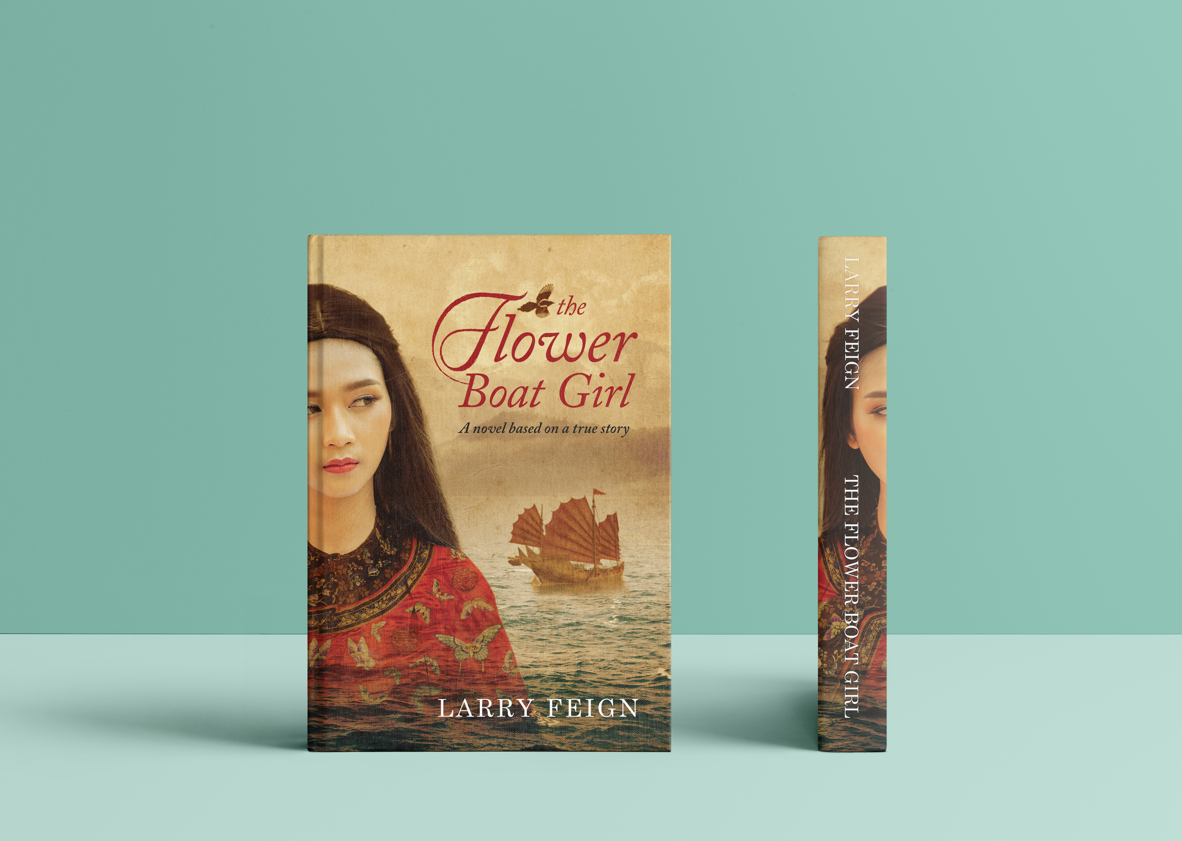 Hardcover design for "The Flower Boat Girl" by Larry Feign