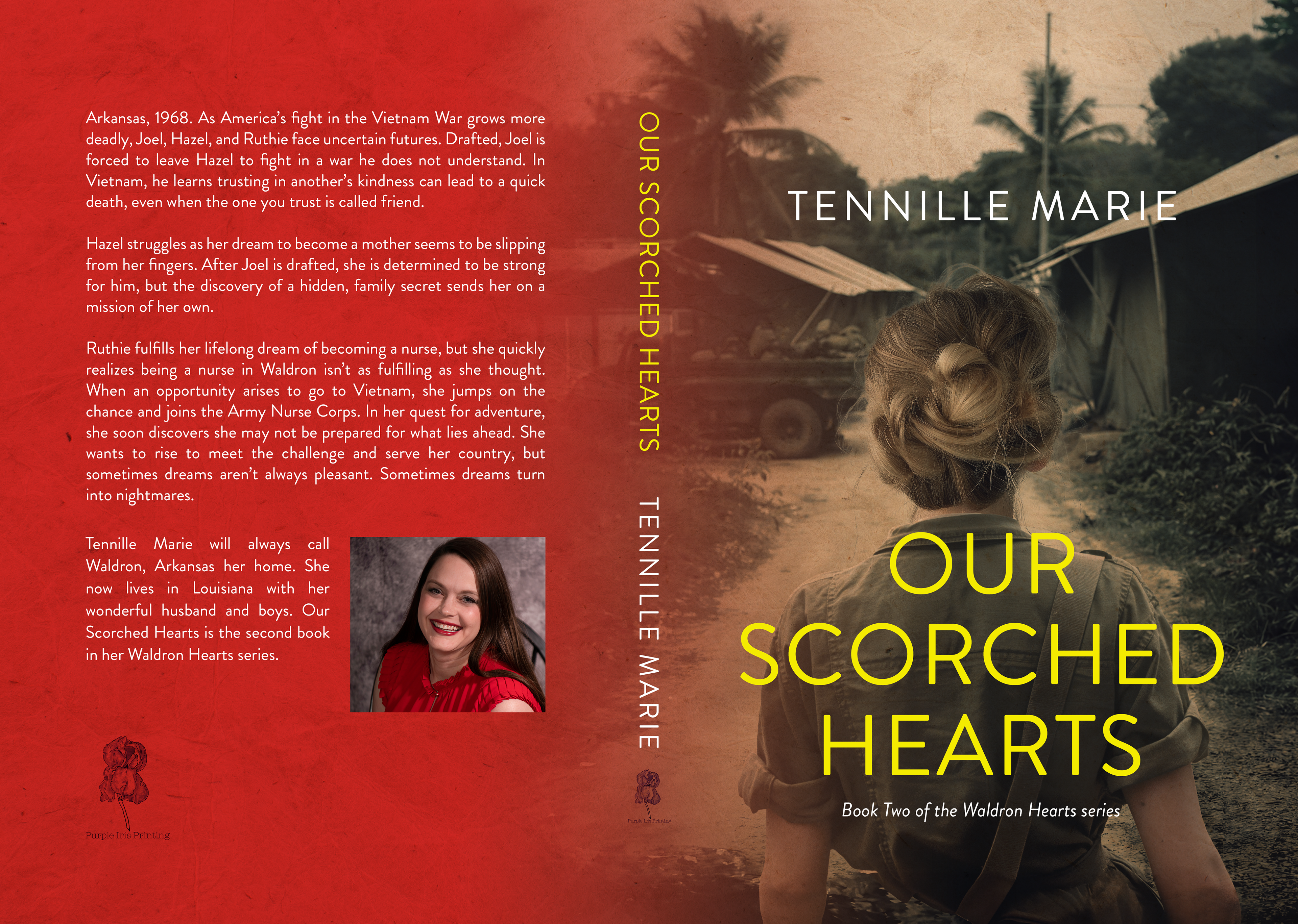 Full print spread design for "Our Scorched Hearts" by Tennille Marie