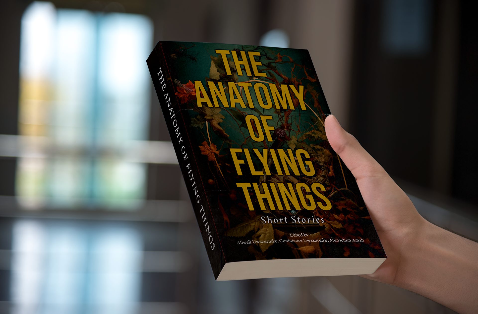 Book cover design for a collection of short stories "The Anatomy of Flying Things"