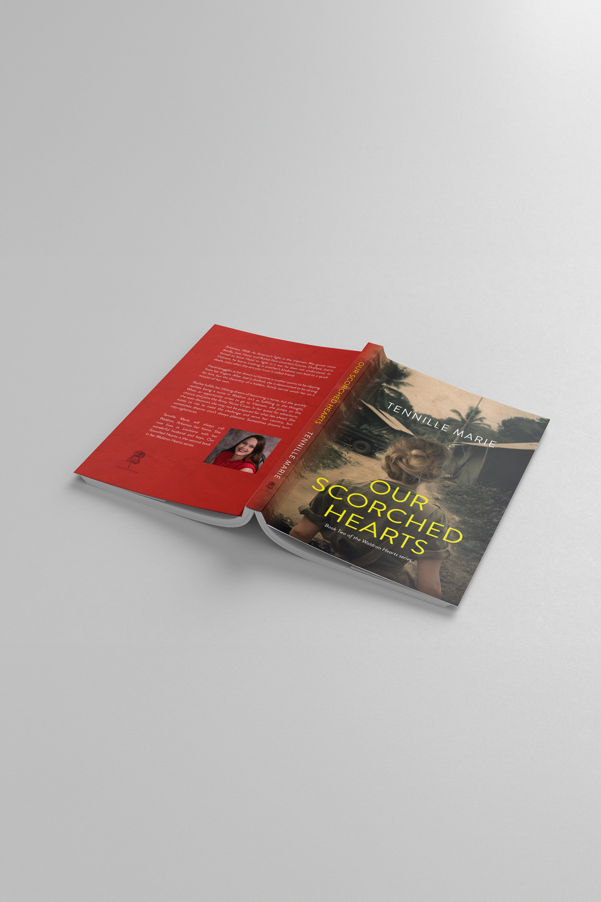 Full print spread design for "Our Scorched Hearts" by Tennille Marie
