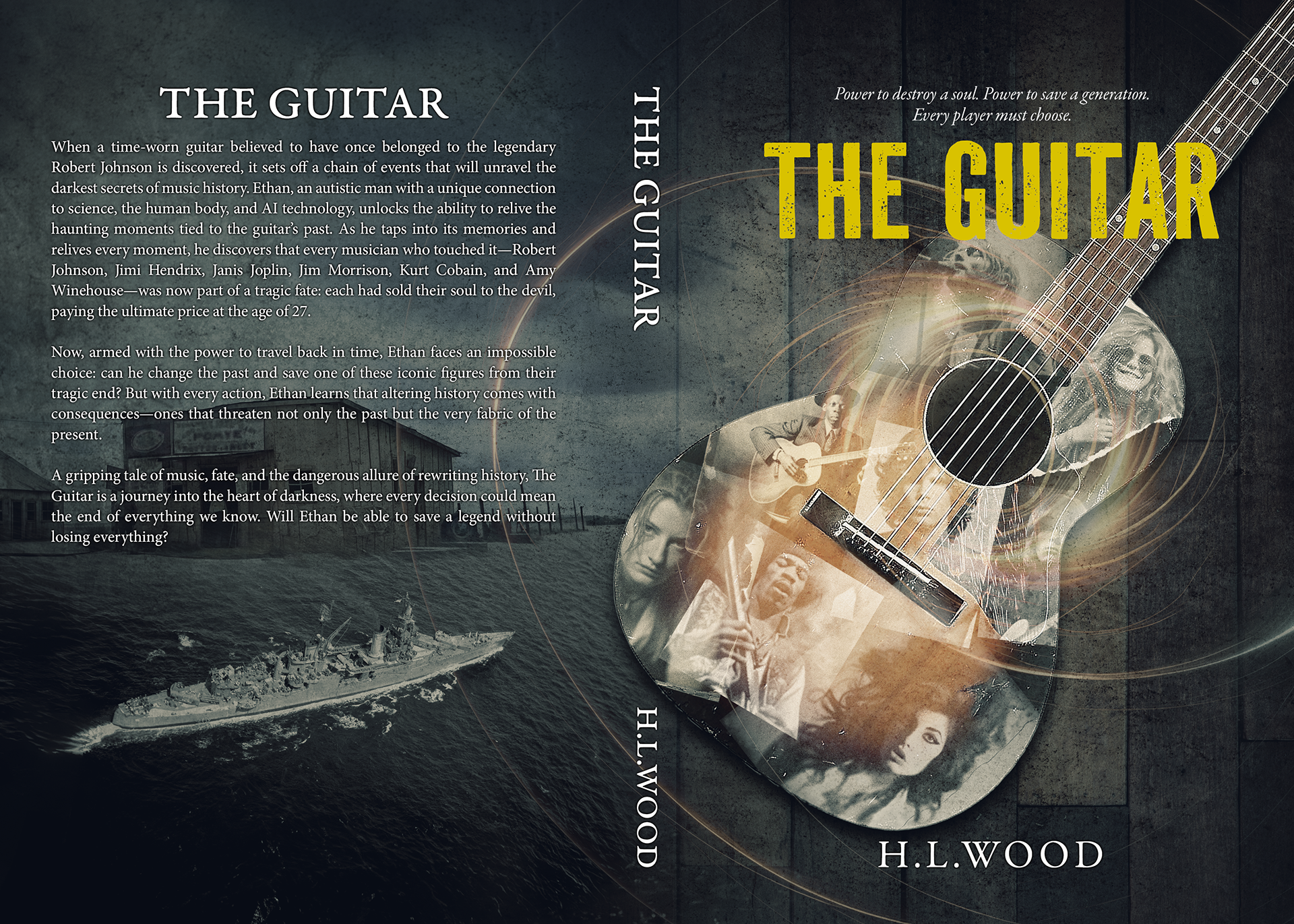 Book cover design for The Guitar by H.L. Wood
