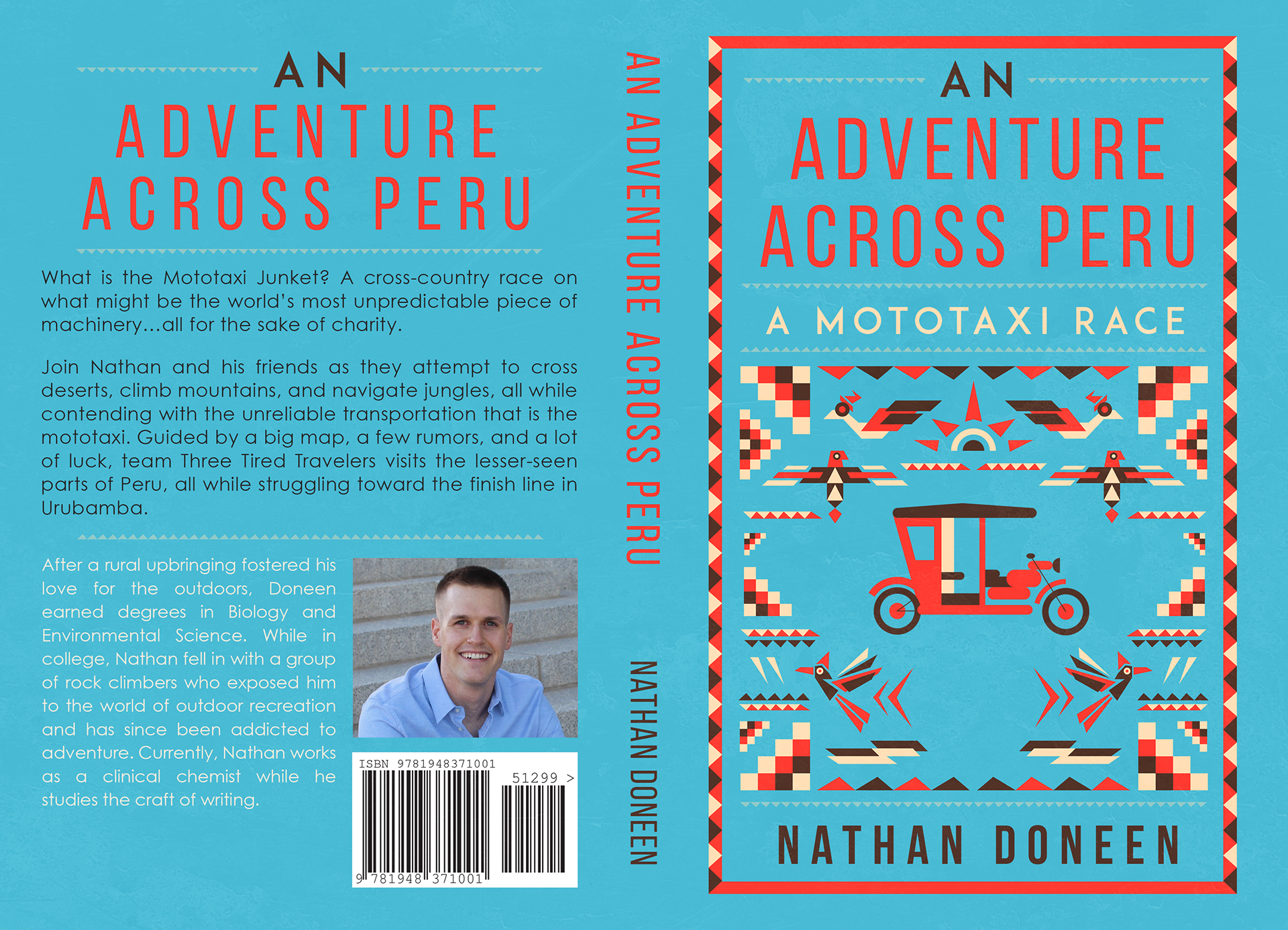 Full print spread design for "An Adventure Across Peru" by Nathan Doneen